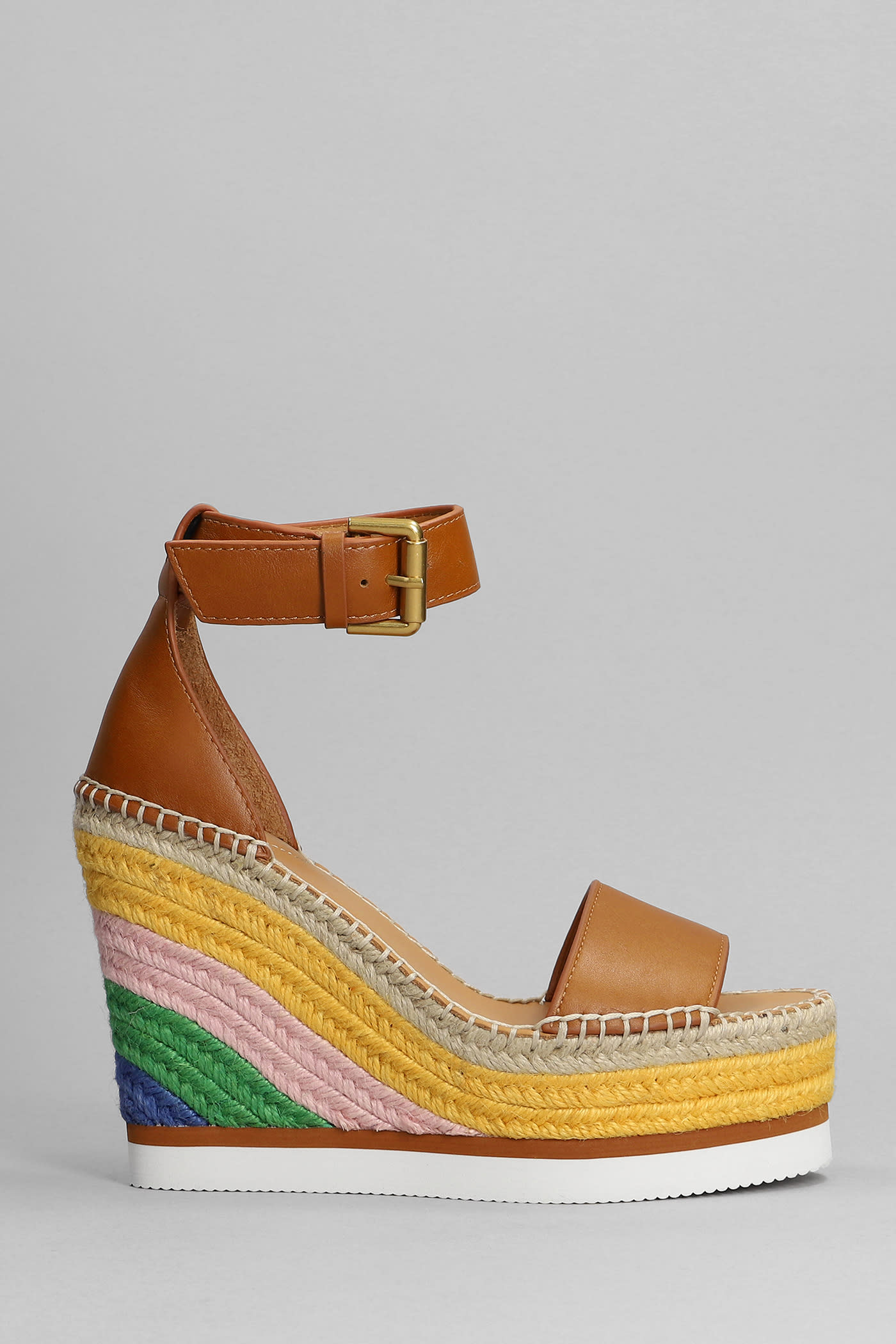 SEE BY CHLOÉ GLYN WEDGES IN LEATHER COLOR LEATHER