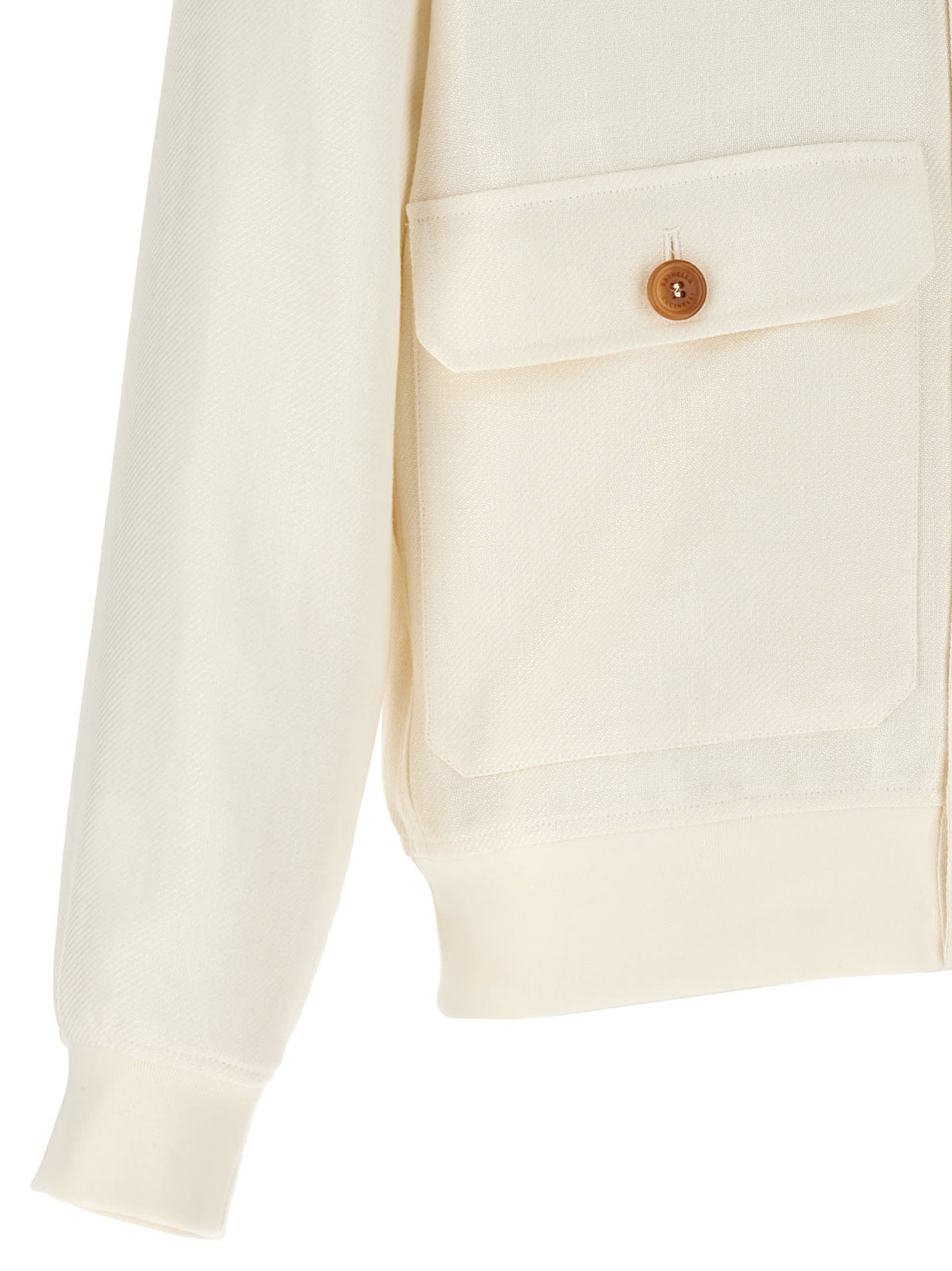 Shop Brunello Cucinelli Linen Jacket In White