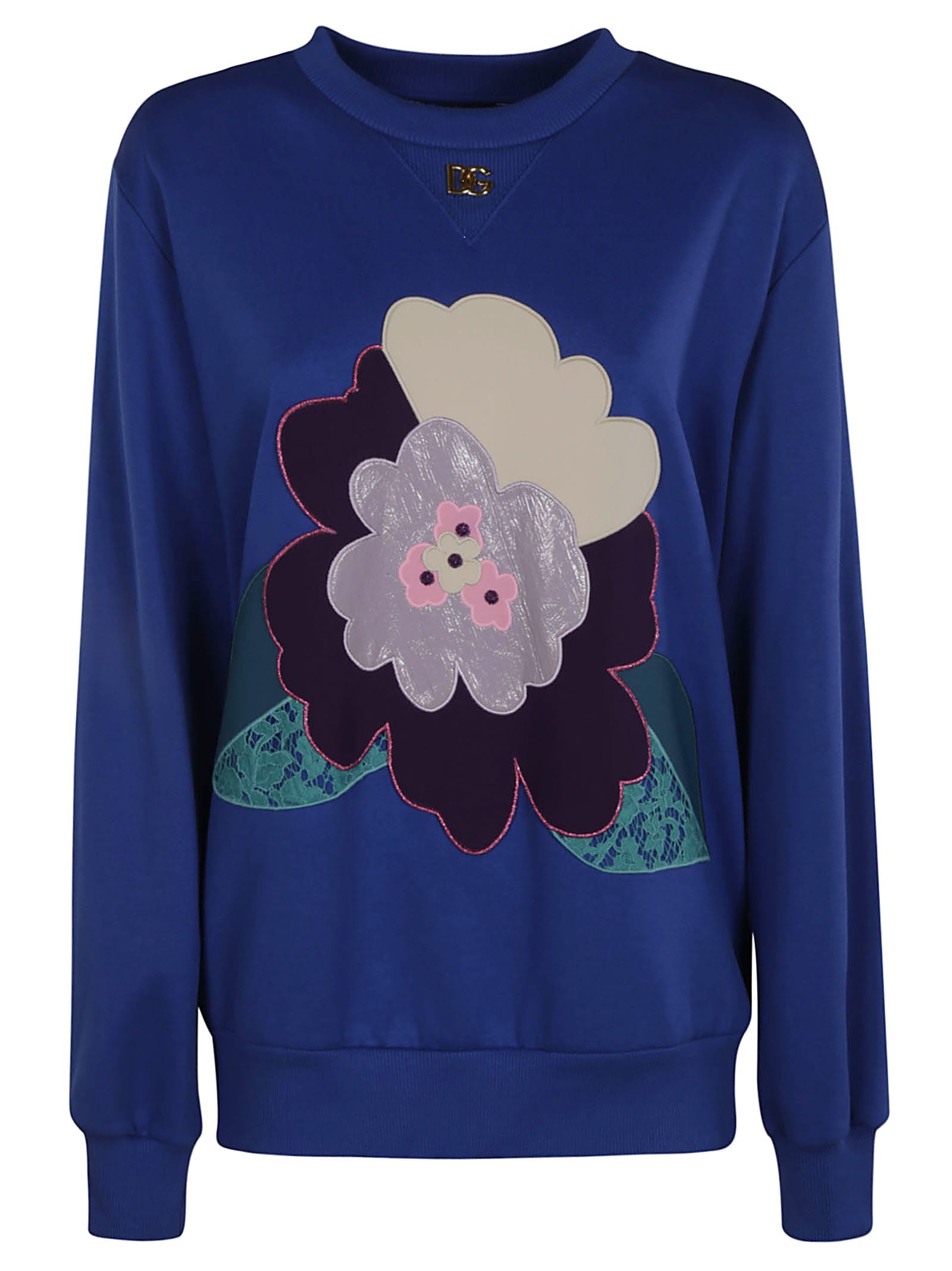 Dolce & Gabbana Floral Patched Logo Sweatshirt