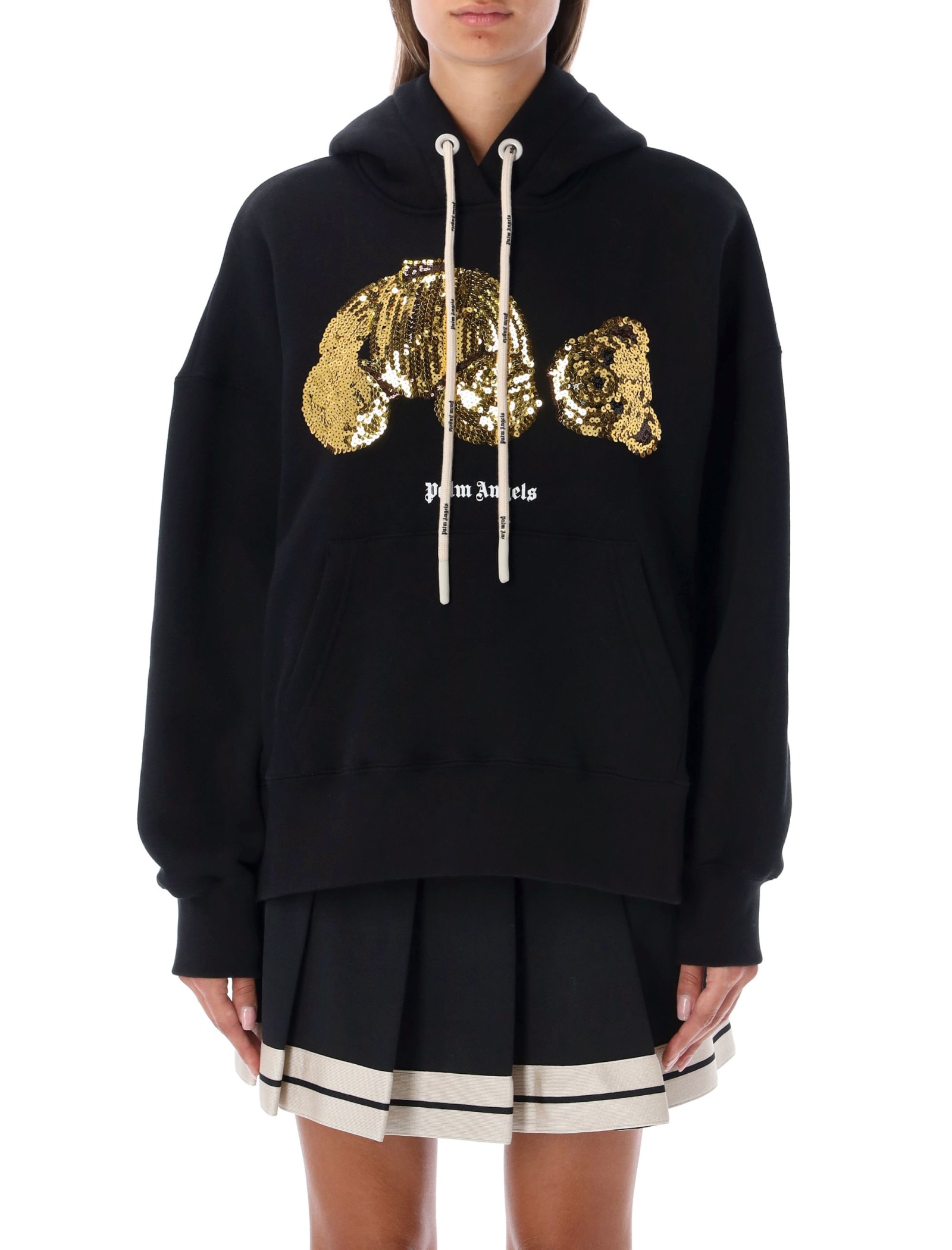 Palm Angels Gold Sequins Bear Hoodie