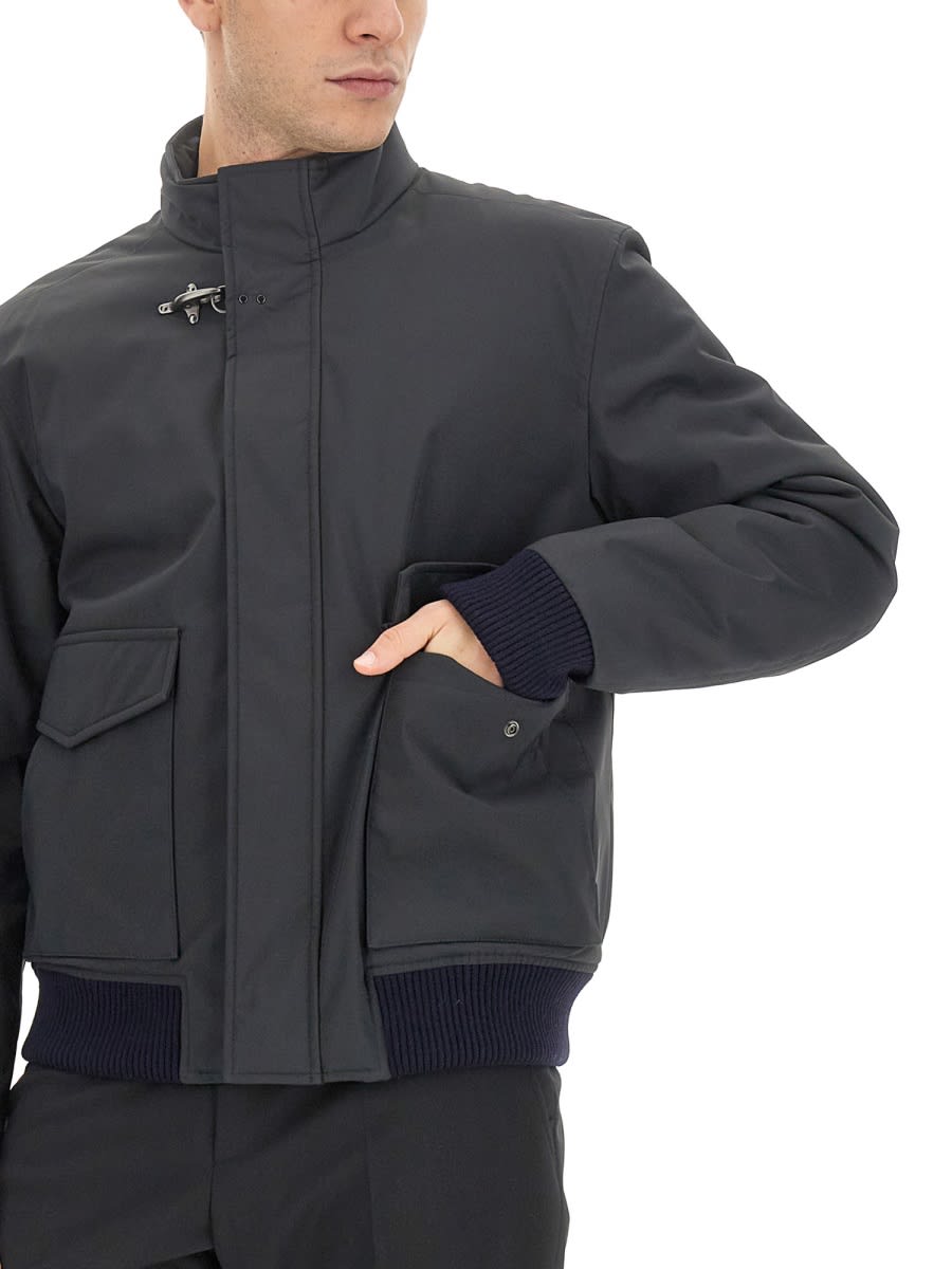 Fay Oversize Bomber Jacket Ribbed Finish In Multicolour