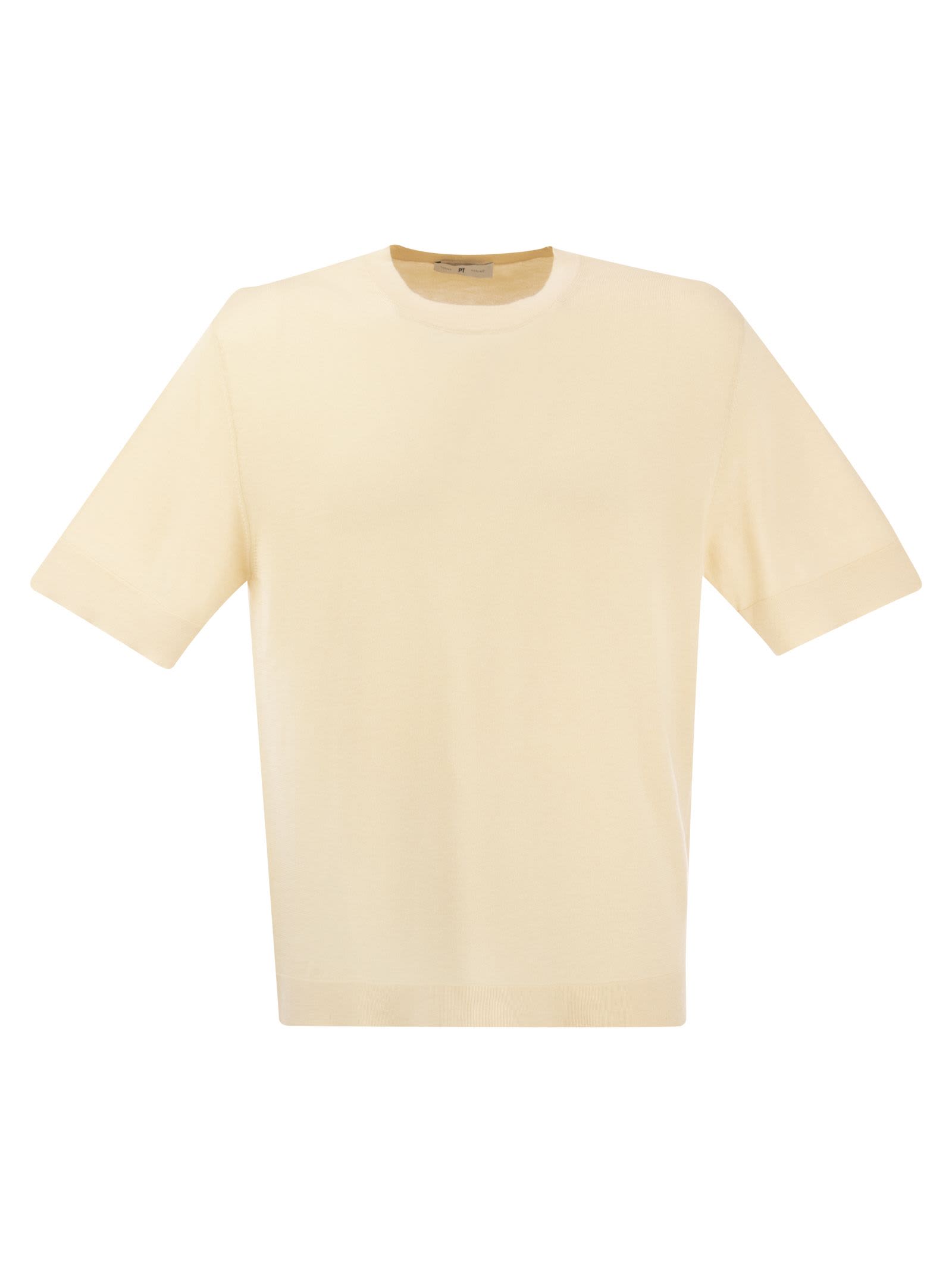 Shop Pt01 Cotton And Silk T-shirt In Cream