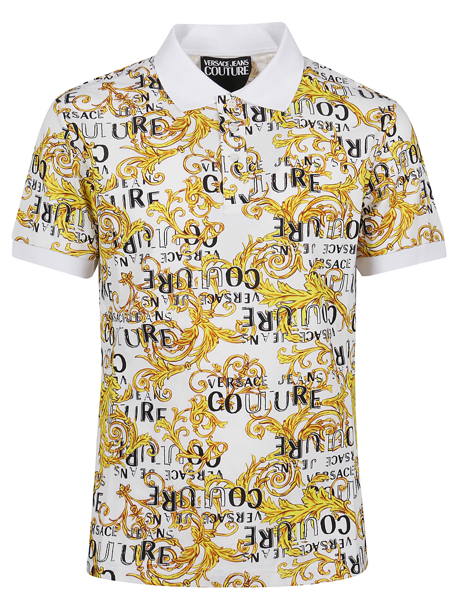 Tシャツ・カットソー VERSACE FW25 Baroque Polo Shirt (10139061A09796 1E510) Embroidered Architectural Baroque Polo Shirt | VERSACE US