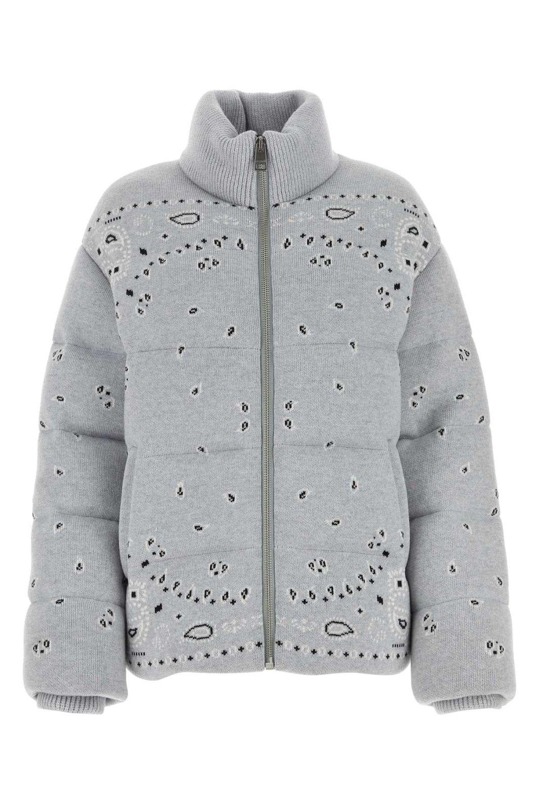 Shop Alanui Bandana Printed Zip-up Jacket In Cloud