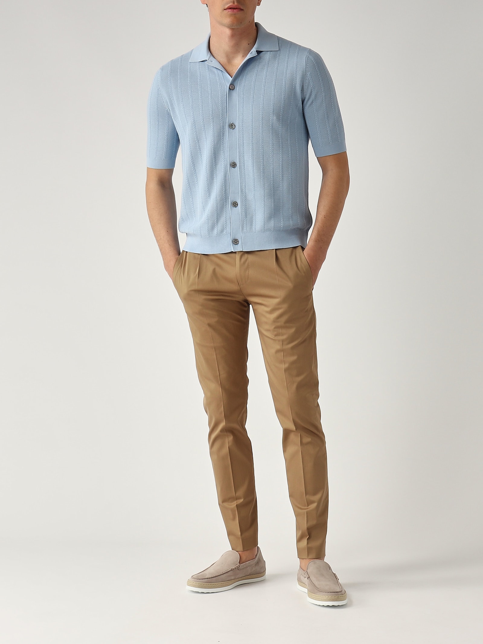 Ballantyne Camicia M/c Punto Riso A Coste Ribs Shirt In Blue