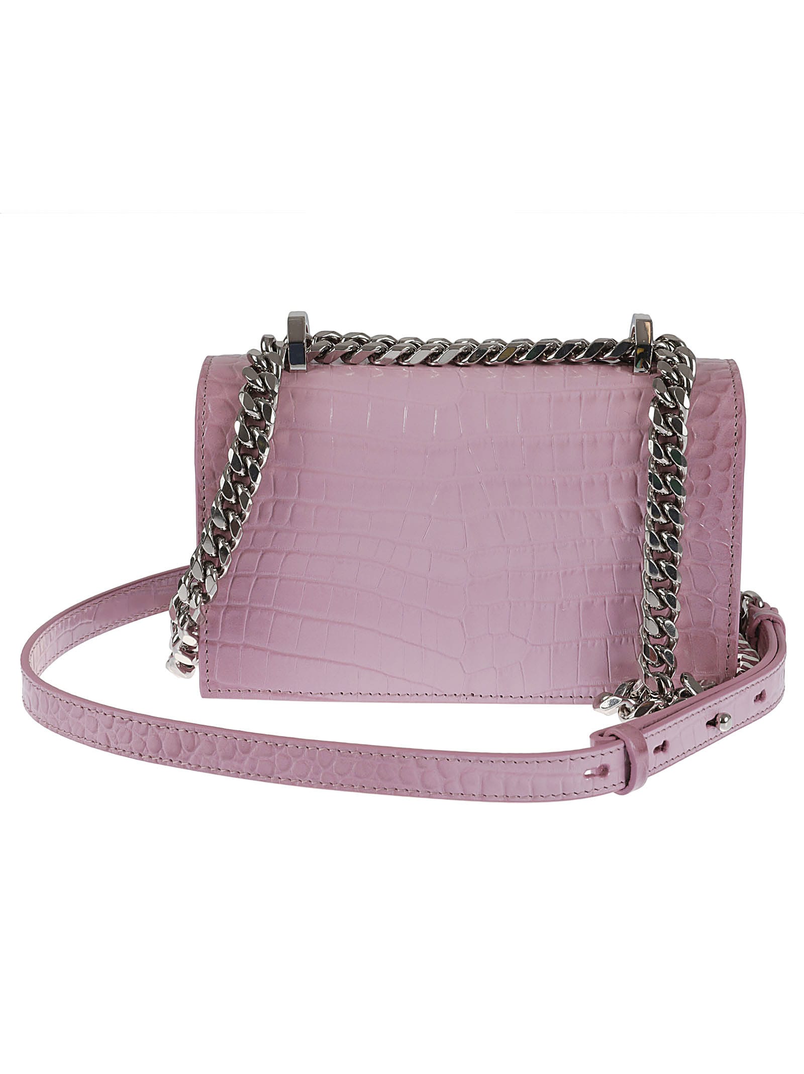 Shop Alexander Mcqueen Mini Himalayan Jeweled Shoulder Bag In Antique Pink