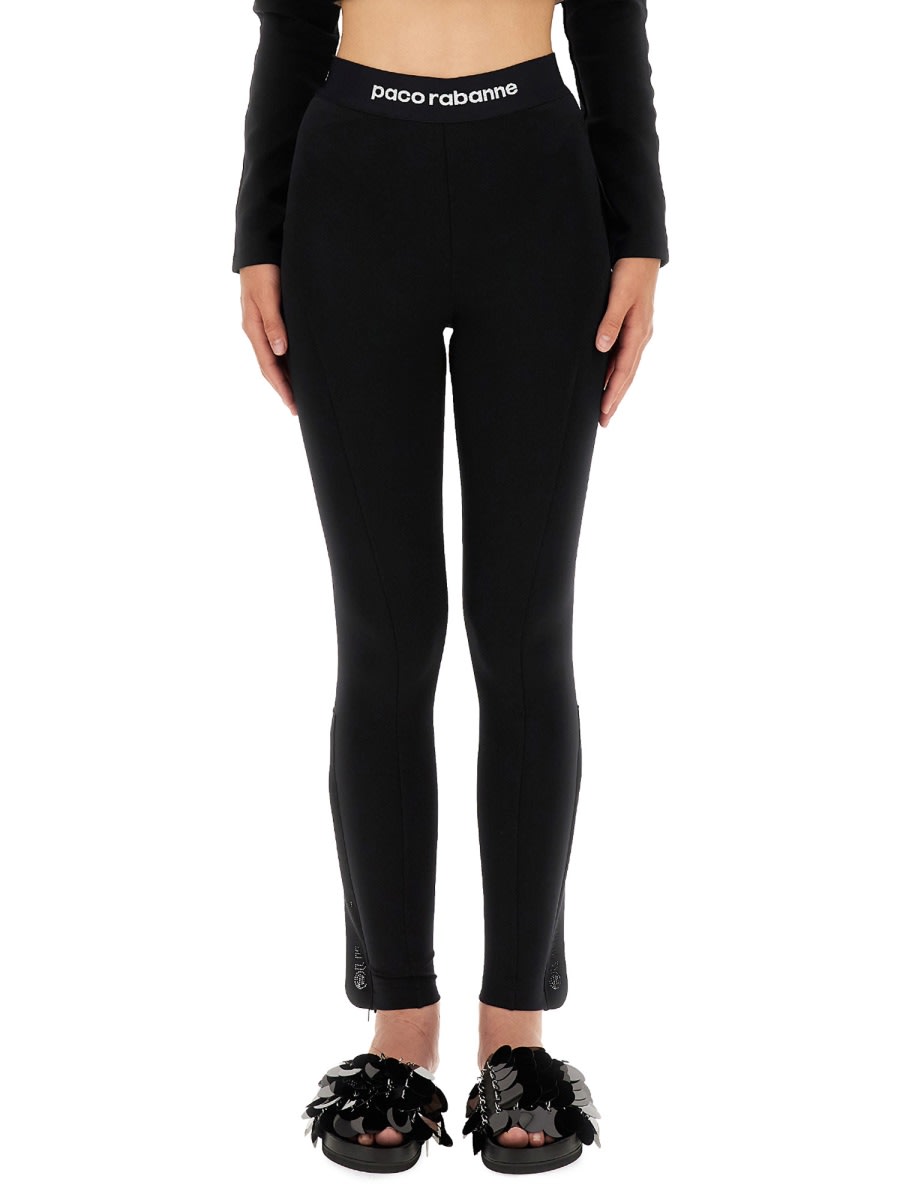 Shop Rabanne Pants With Logo In Black