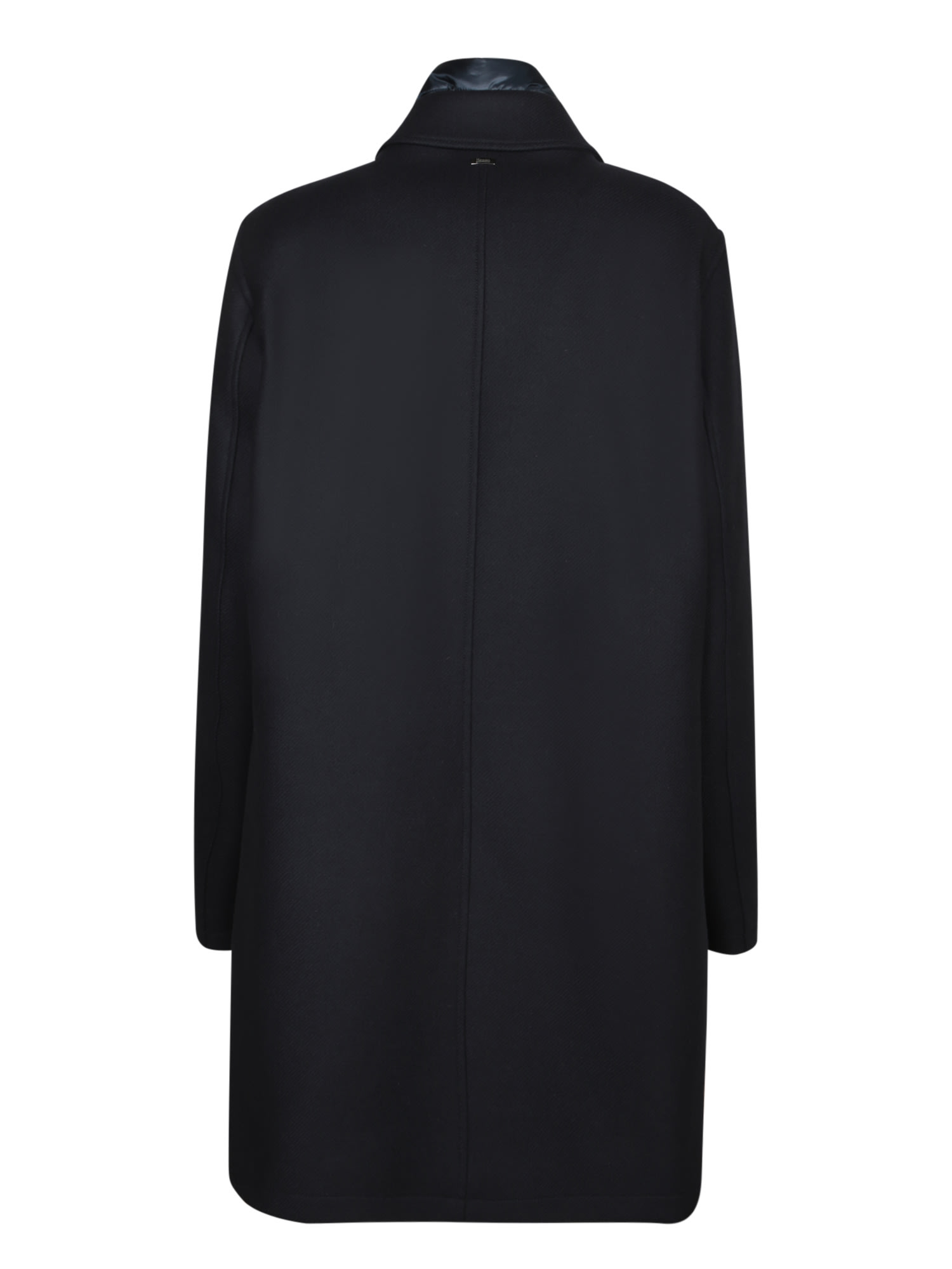 Herno L-blend Coat With Detachable Bib In Blue