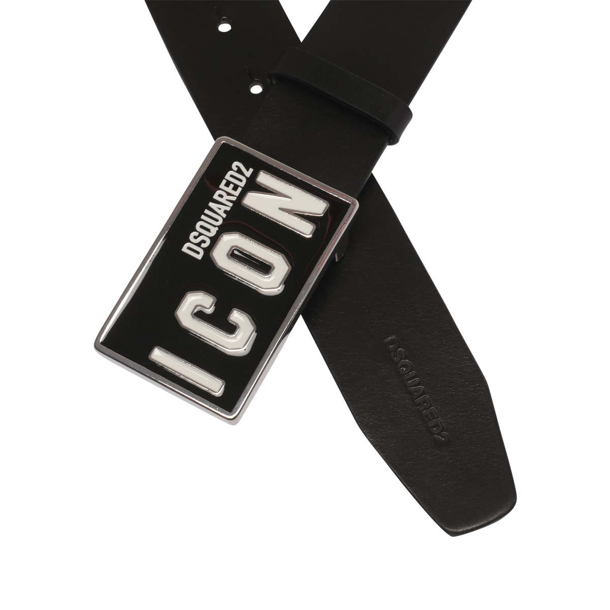 Shop Dsquared2 Icon Plaque Belt In Black