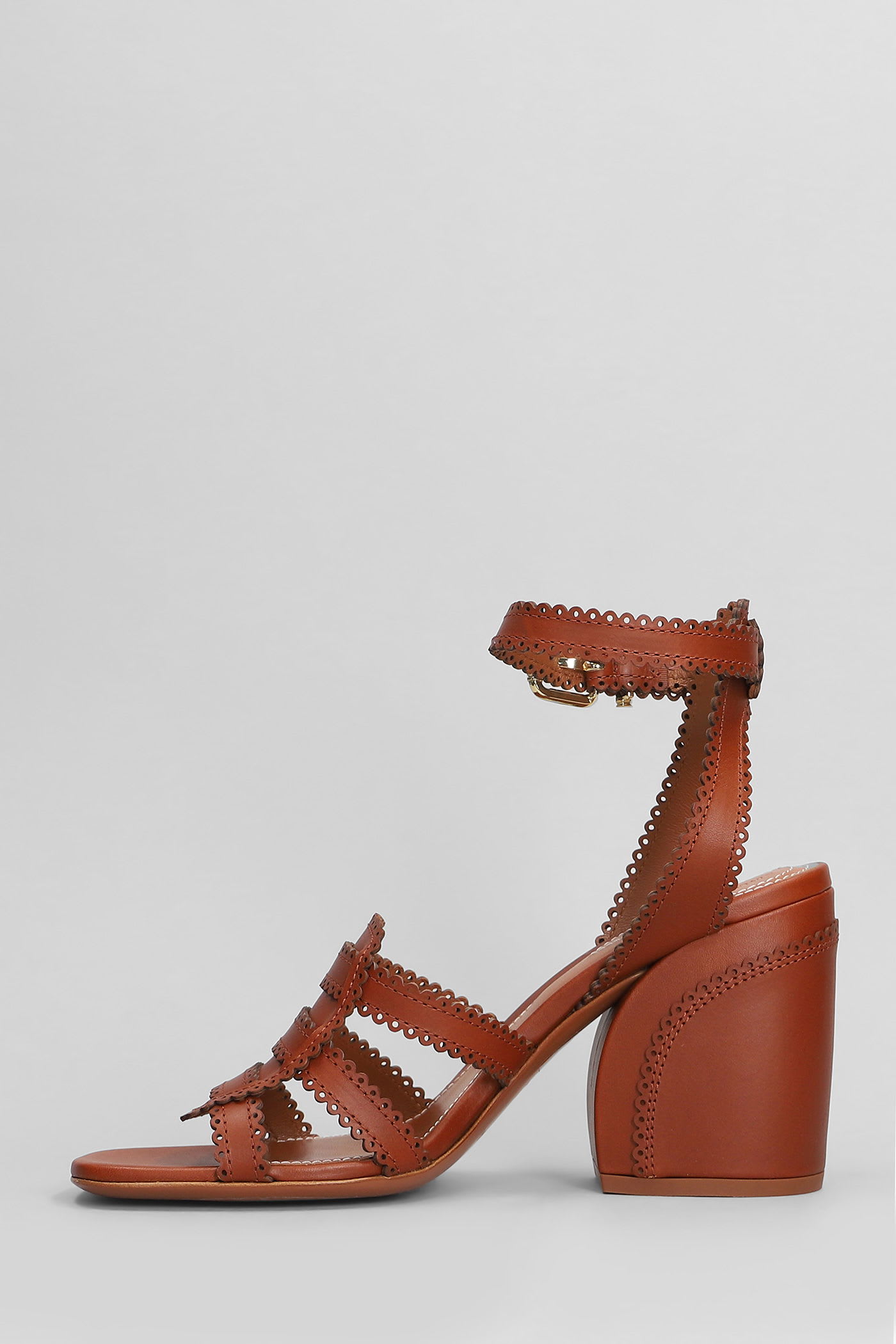 Zimmermann Leather Sandals With Block Heel And Open Strap In Brown