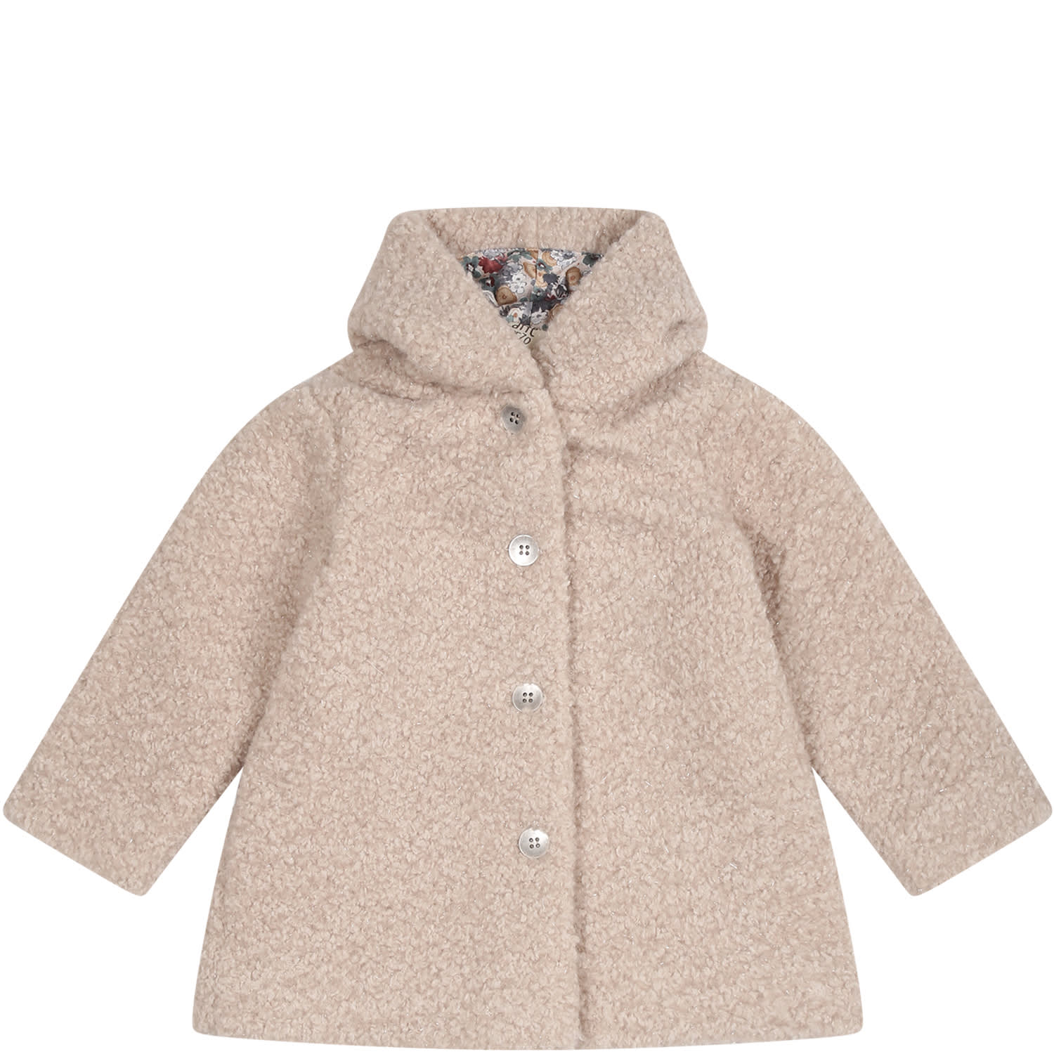 Caffe' D'orzo Beige Coat For Baby Girl