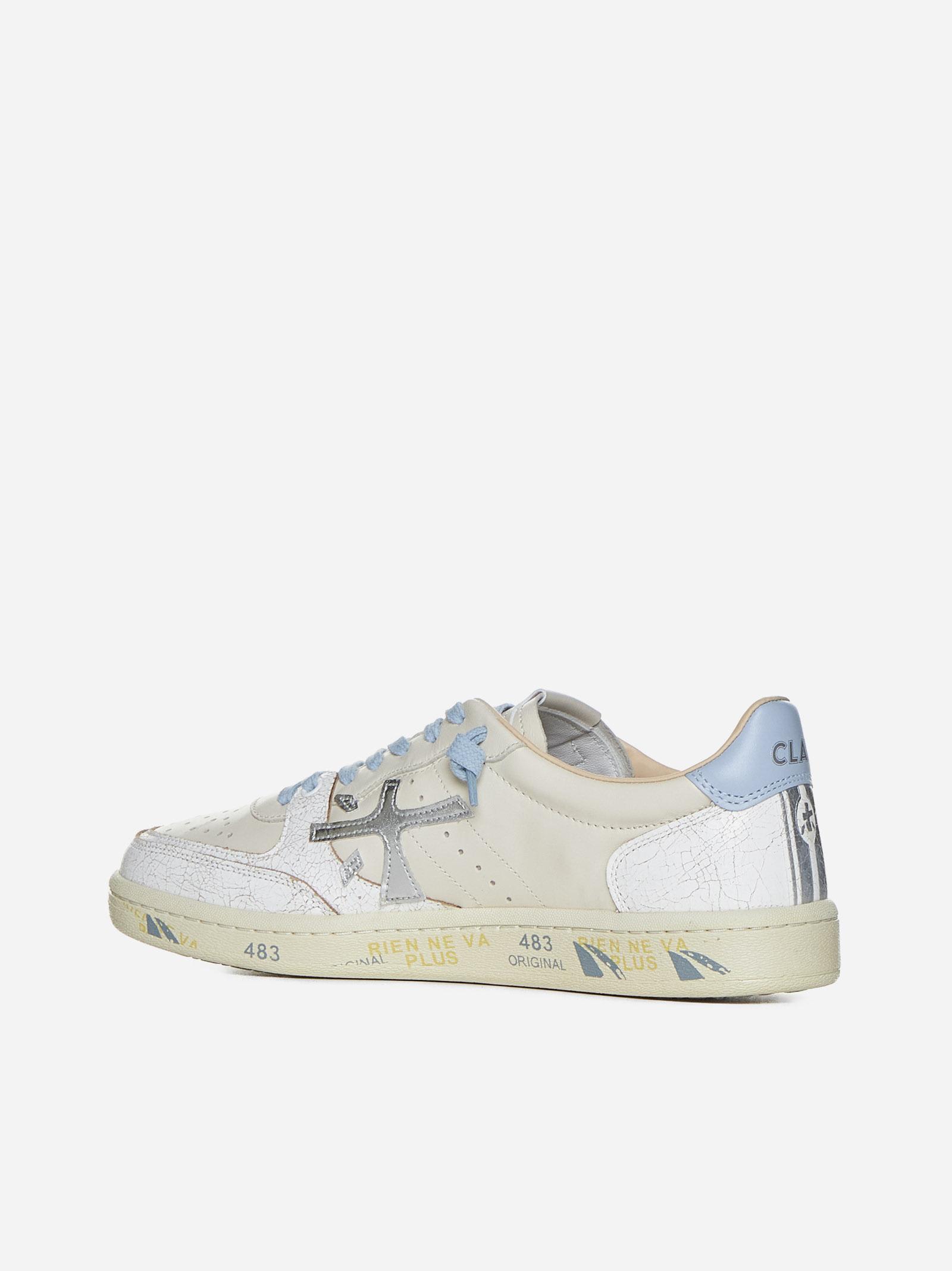 Shop Premiata Istrice Clay-d Leather Sneakers In Beige