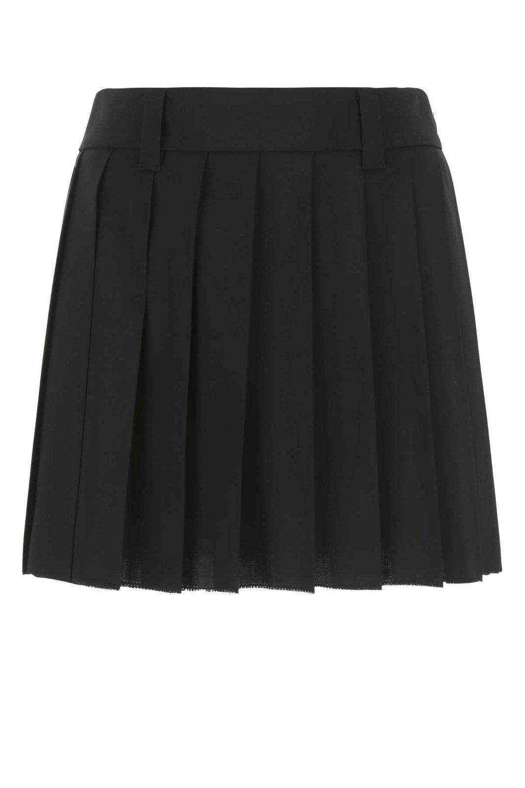 Miu Miu Logo Detailed Pleated Mini Skirt