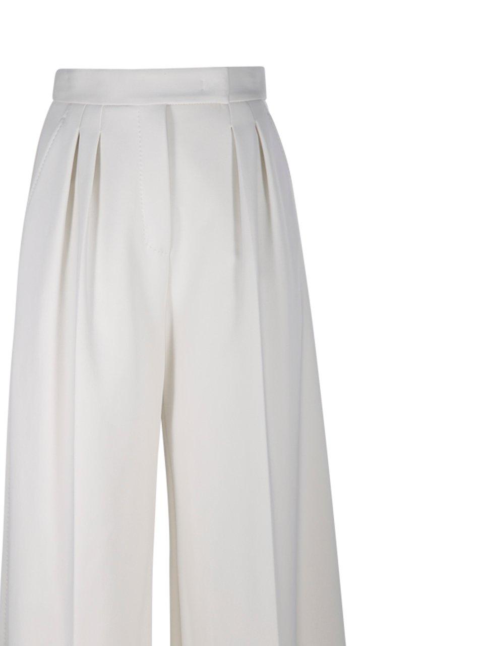 Shop Max Mara Pleated Wide Leg Pants In White