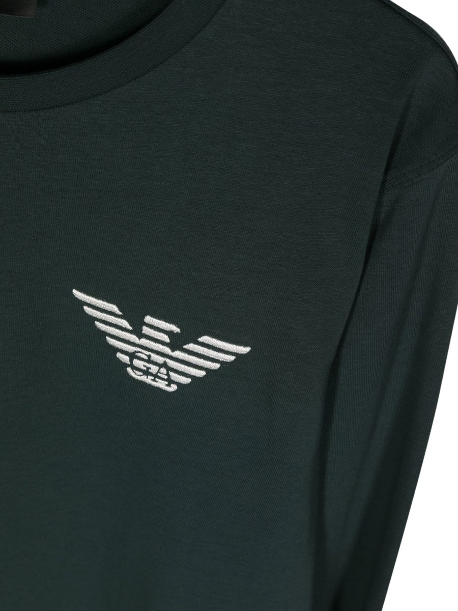 Shop Emporio Armani T-shirt M/l Eagle Logo In Green