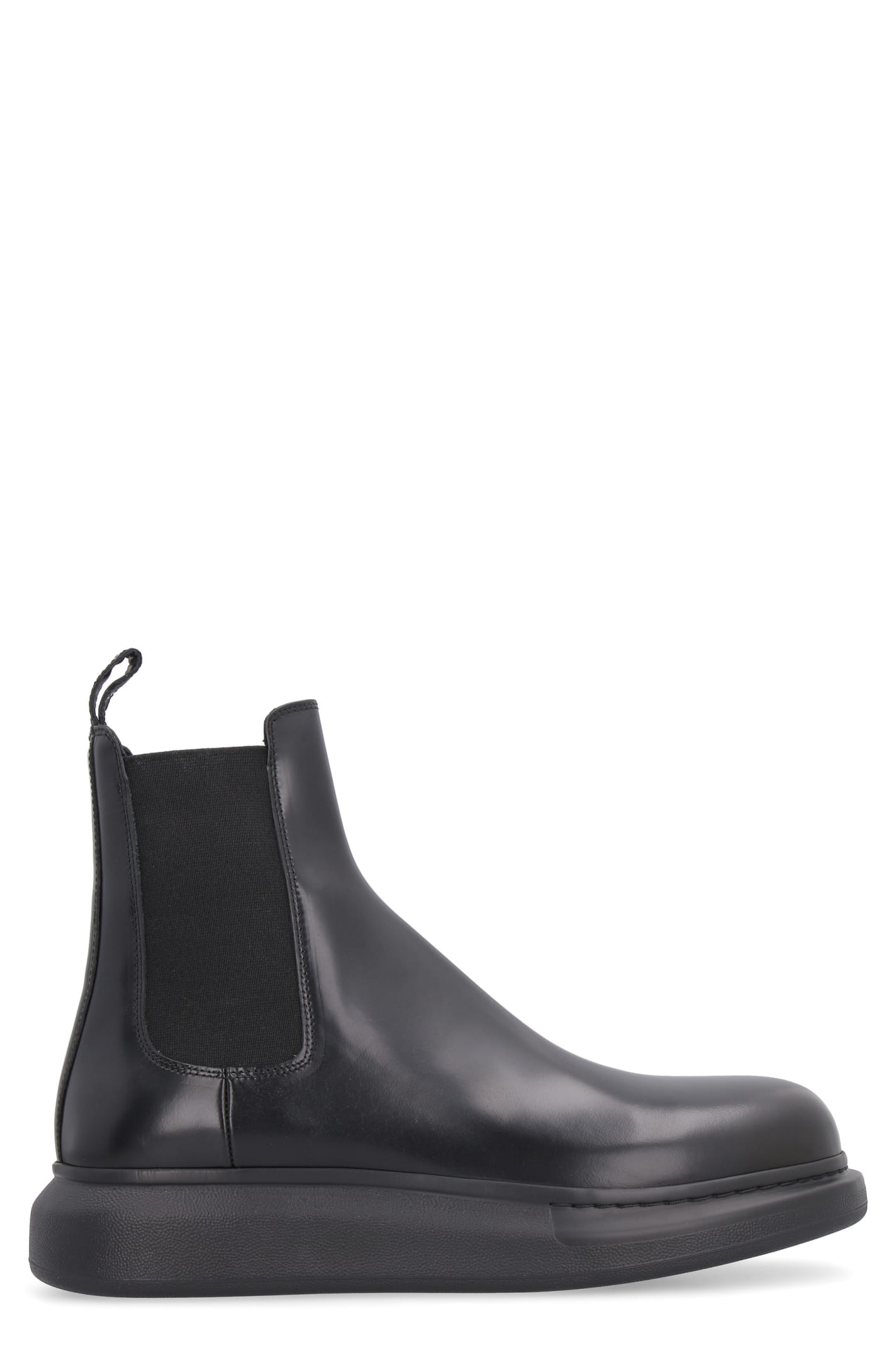 Shop Alexander Mcqueen Hybrid Leather Chelsea Boots In Black