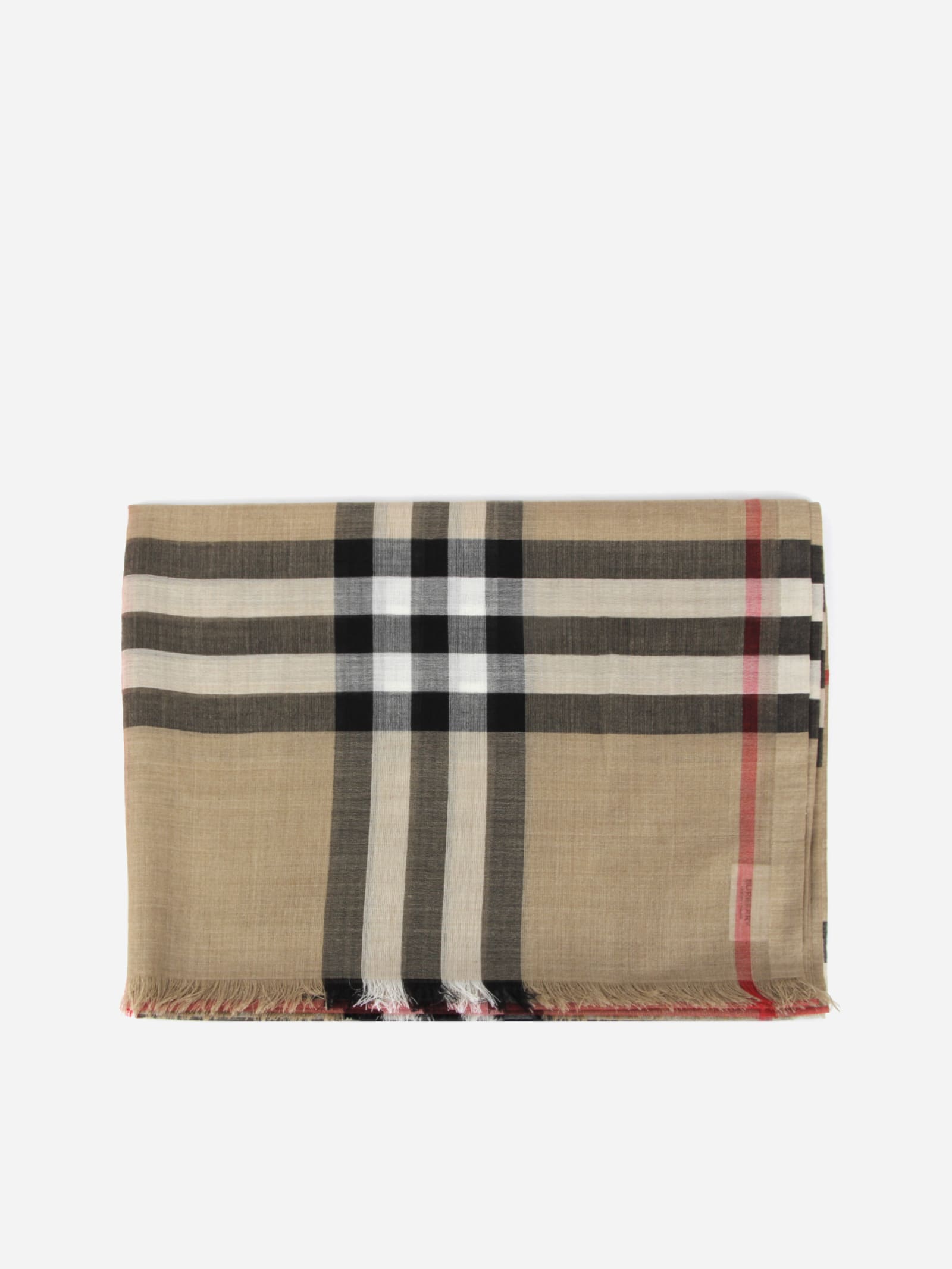 Burberry Wool And Silk Scarf With Tartan Motif In Archive Beige