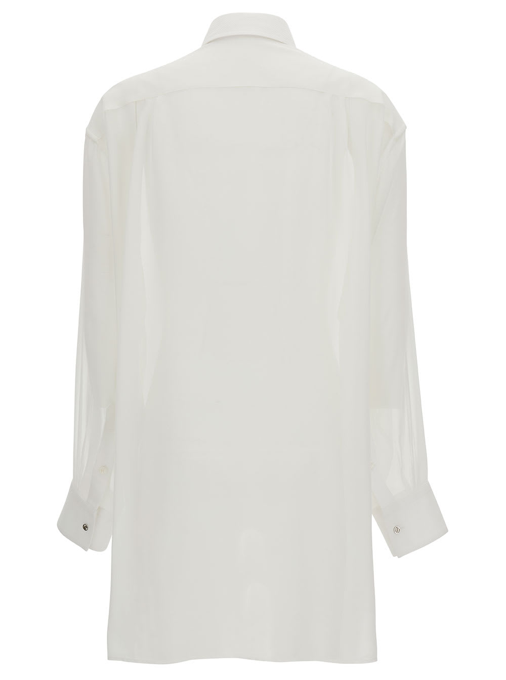 Shop Stella Mccartney Oversized White Tuxedo Shirt In Silk Woman In Bianco