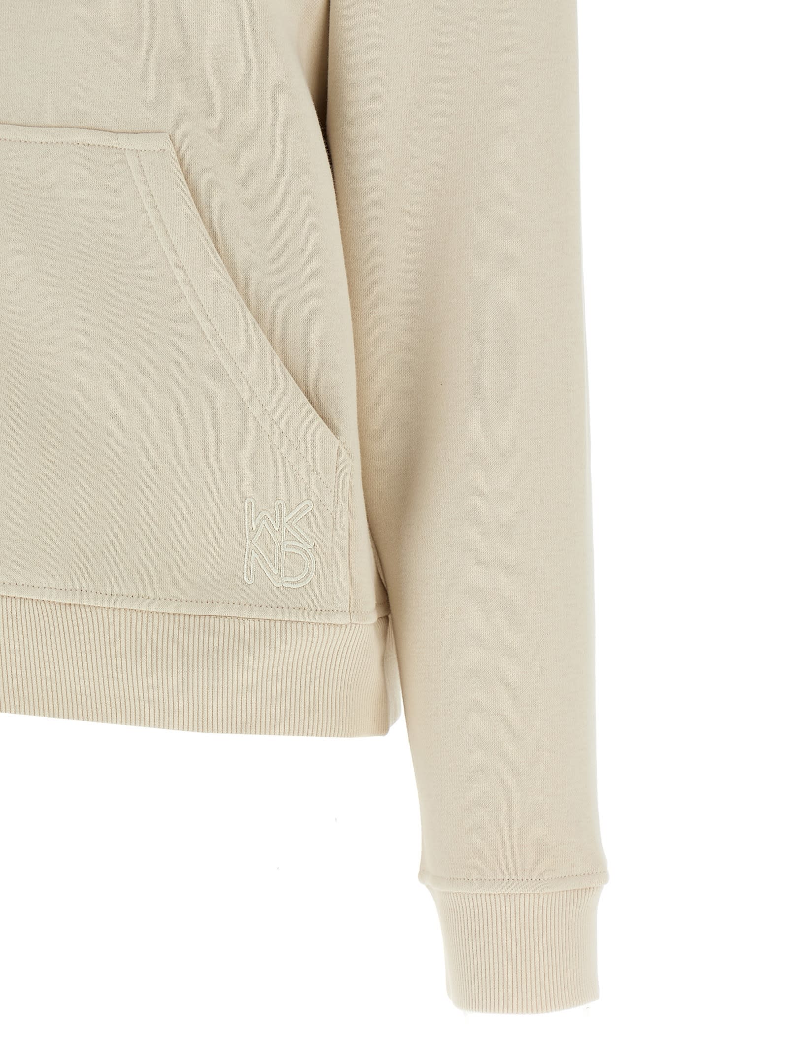Weekend Max Mara Hooded Sweatshirt With Front Pockets And Ribbed Cuffs In Sand