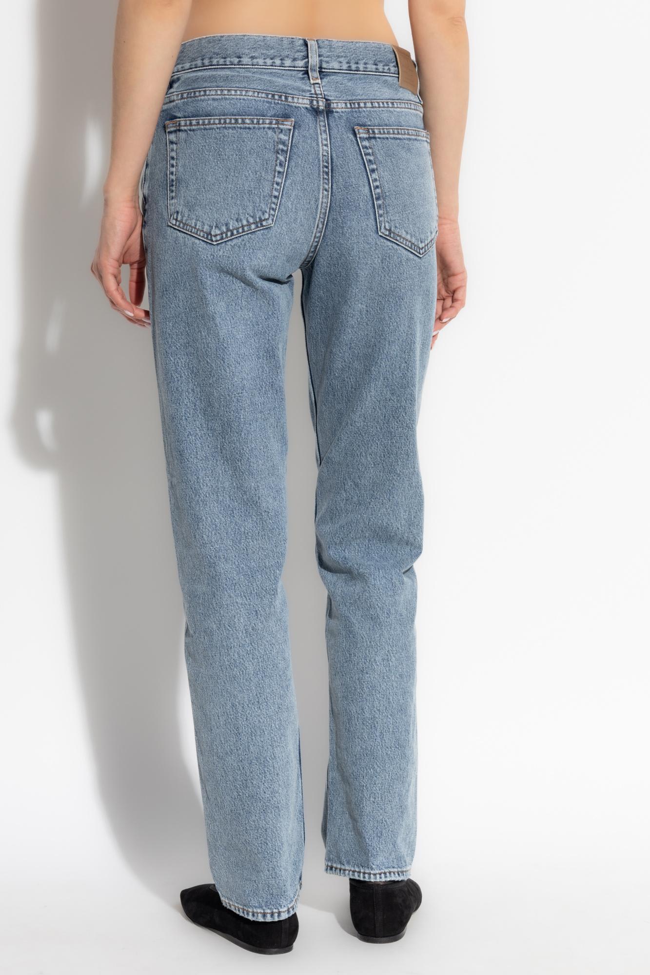 Totême Straight Leg Denim Trousers With Belt Loops In Blue