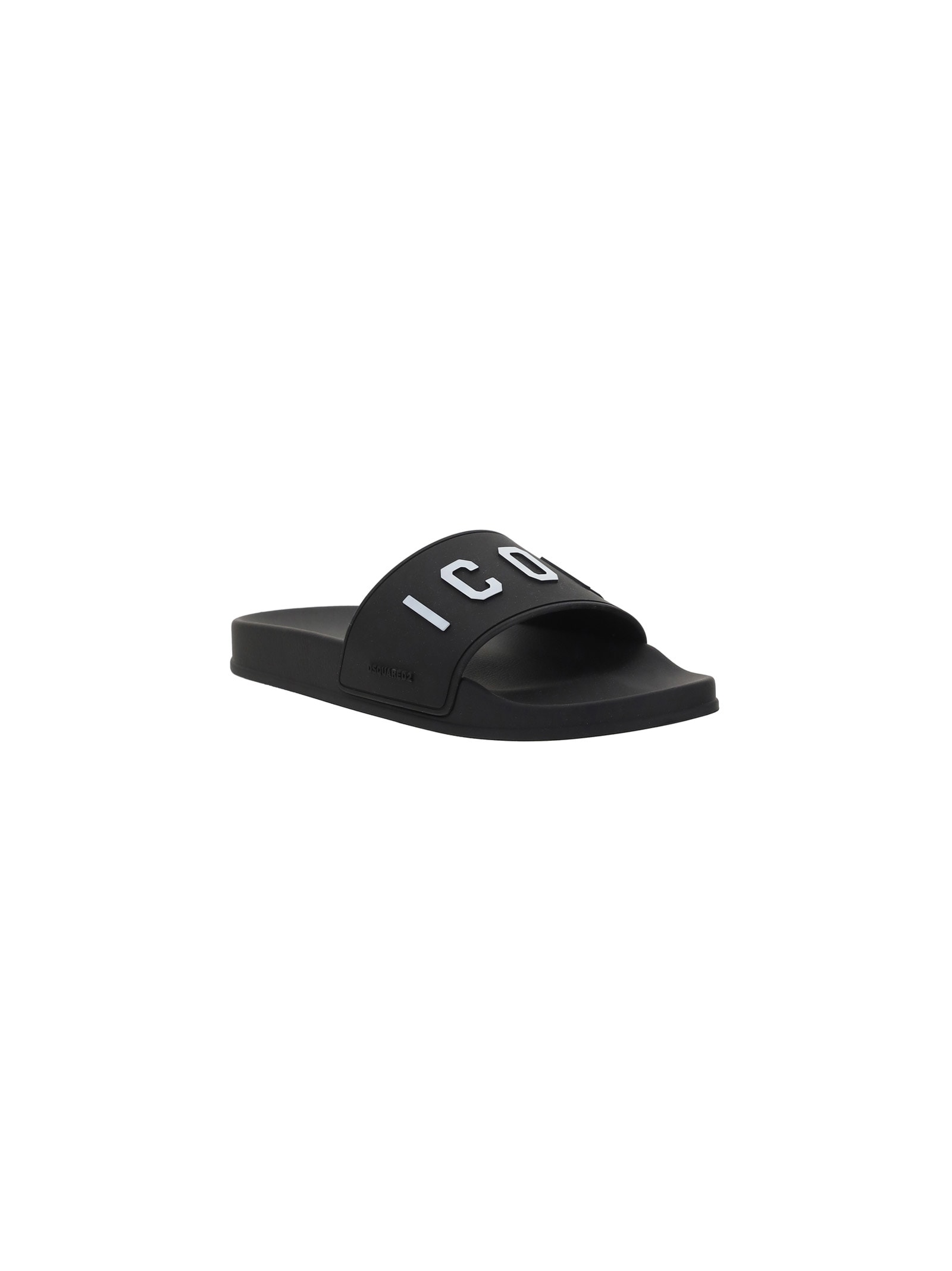 Shop Dsquared2 Slide Sandals Icon In Black