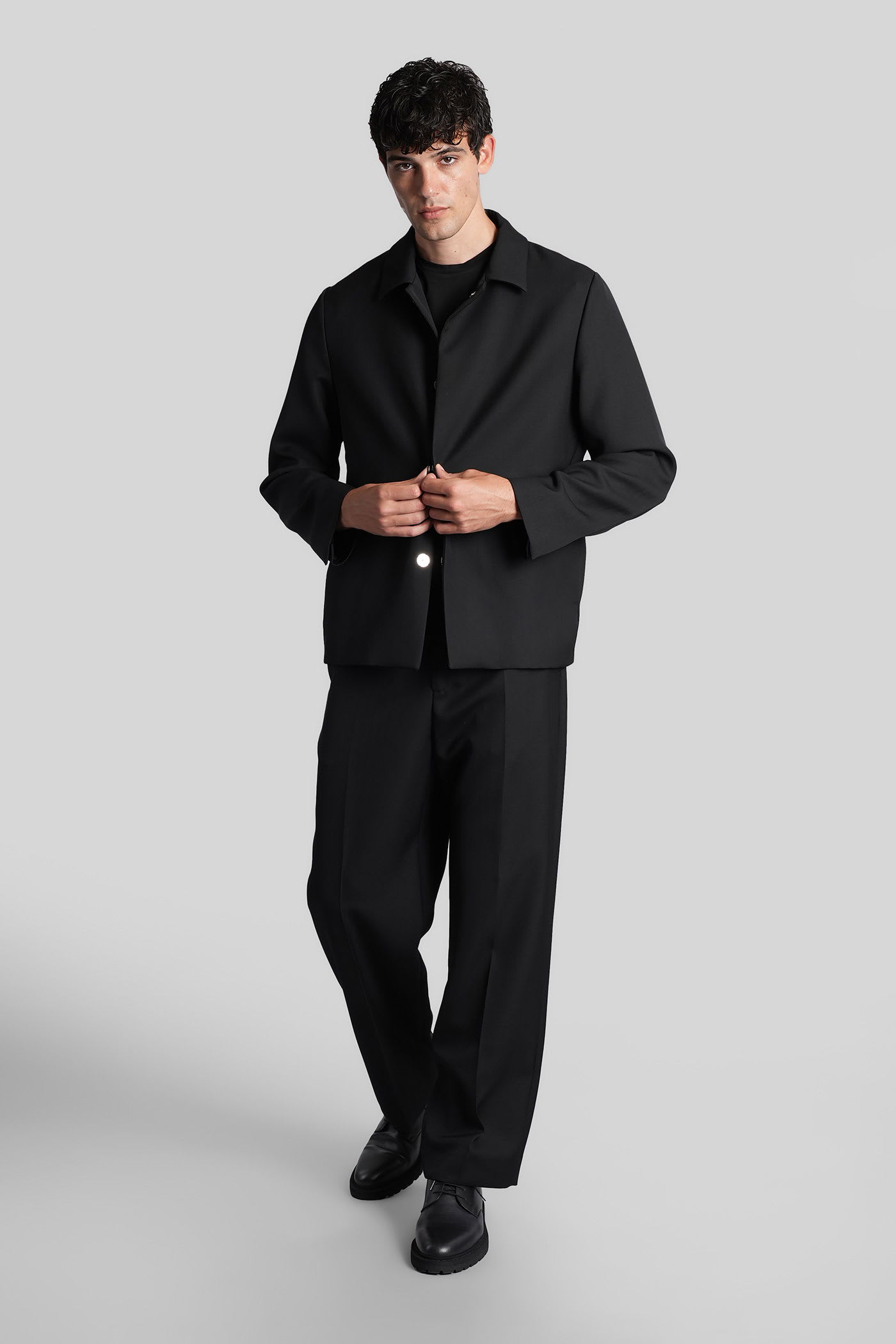 Costumein Mike Shirt In Black Wool In Black