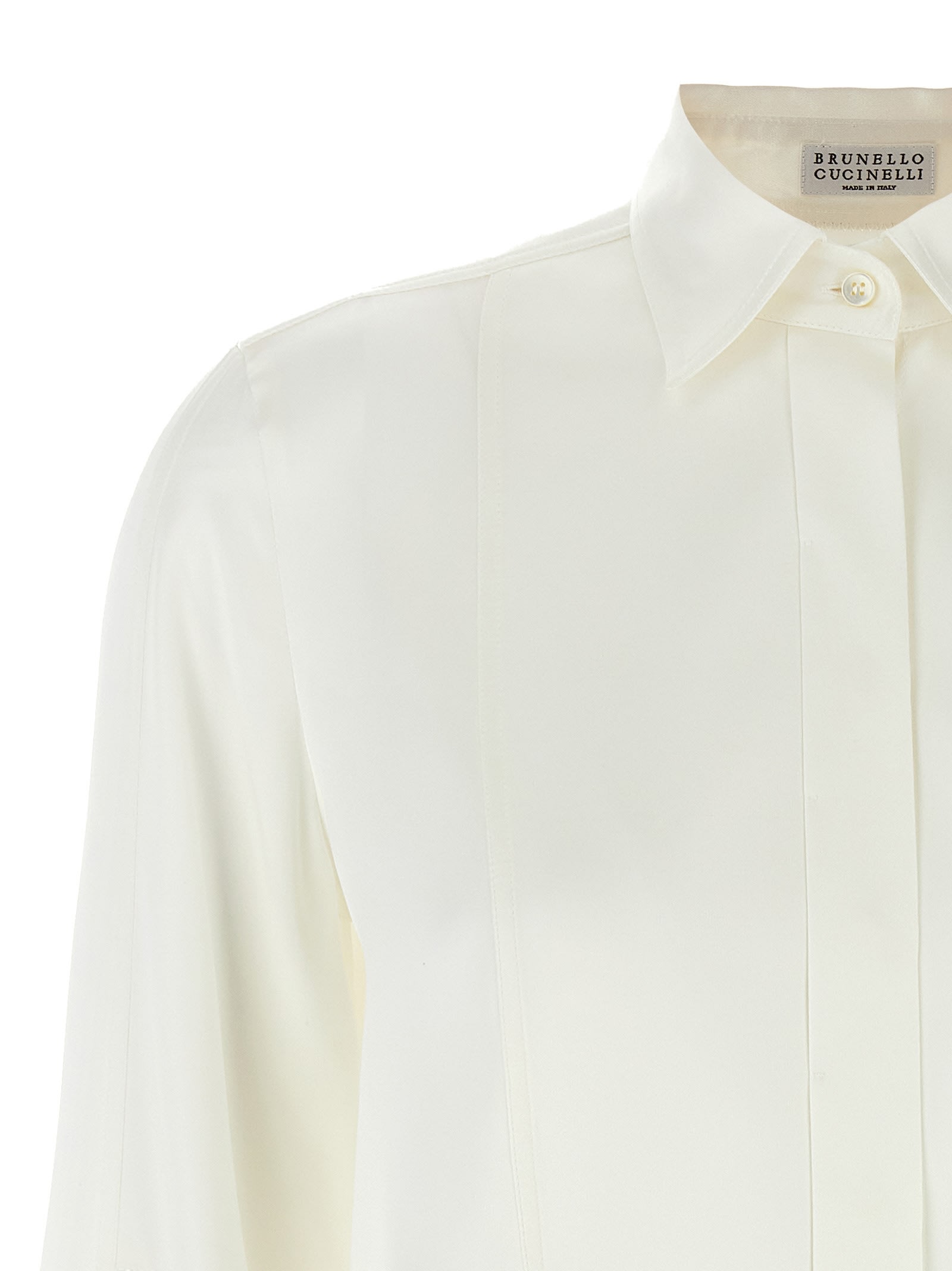 Shop Brunello Cucinelli Monile Silk Shirt In White