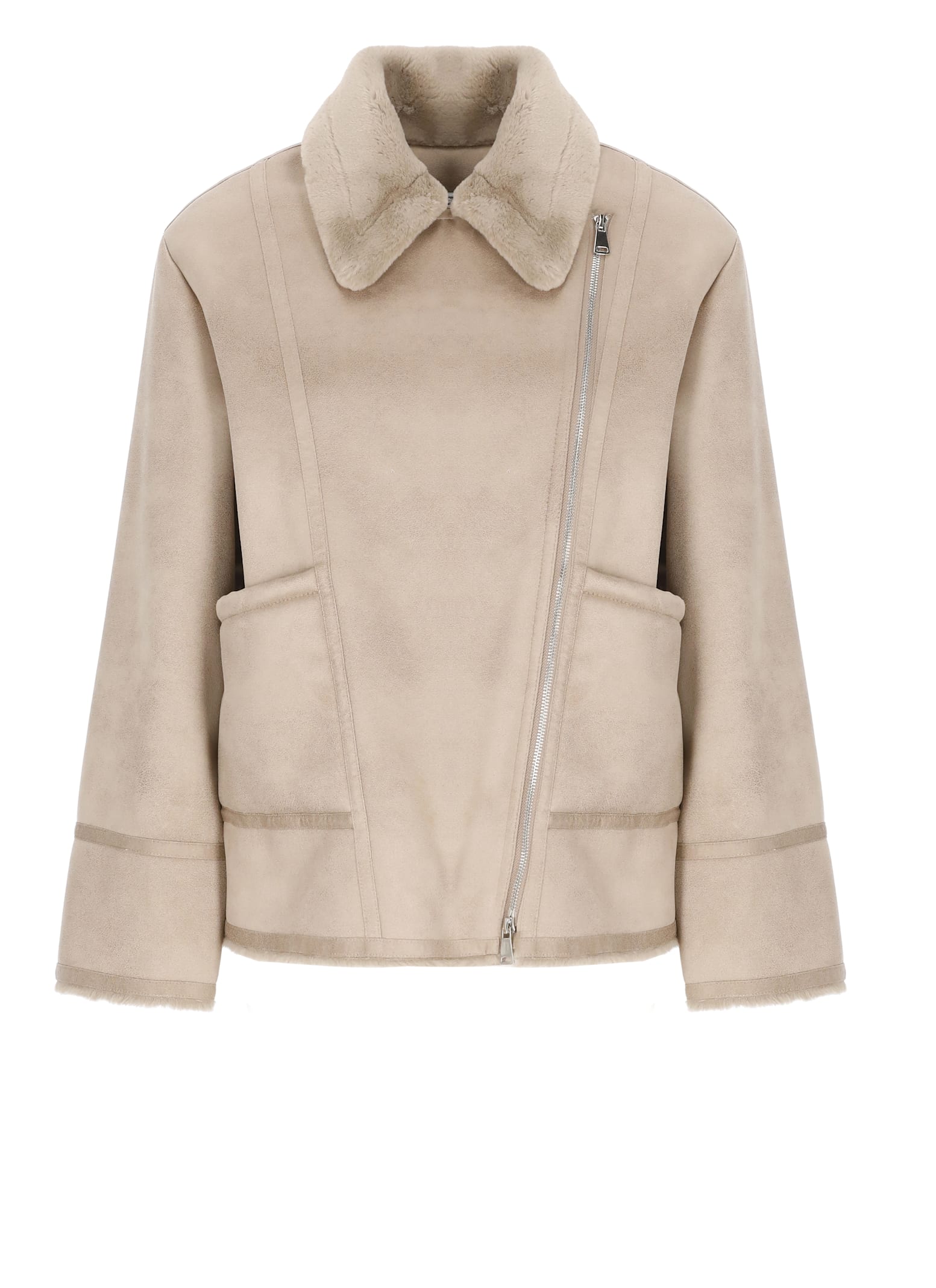 Betta Corradi Synth Leather Jacket In Brown