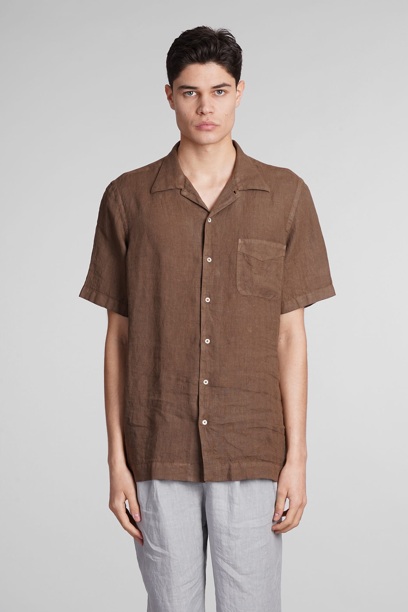 Shop Massimo Alba Venice Shirt In Brown Linen