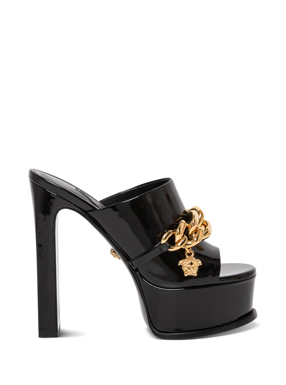 VERSACE MEDUSA CHAIN LEATHER MULES,11863103