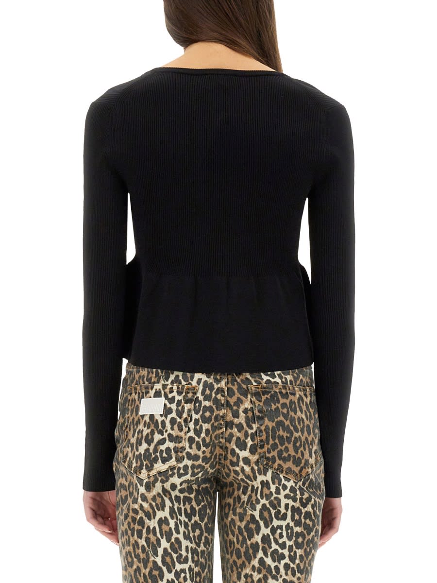 Shop Ganni Cut Out Cardigan In Black