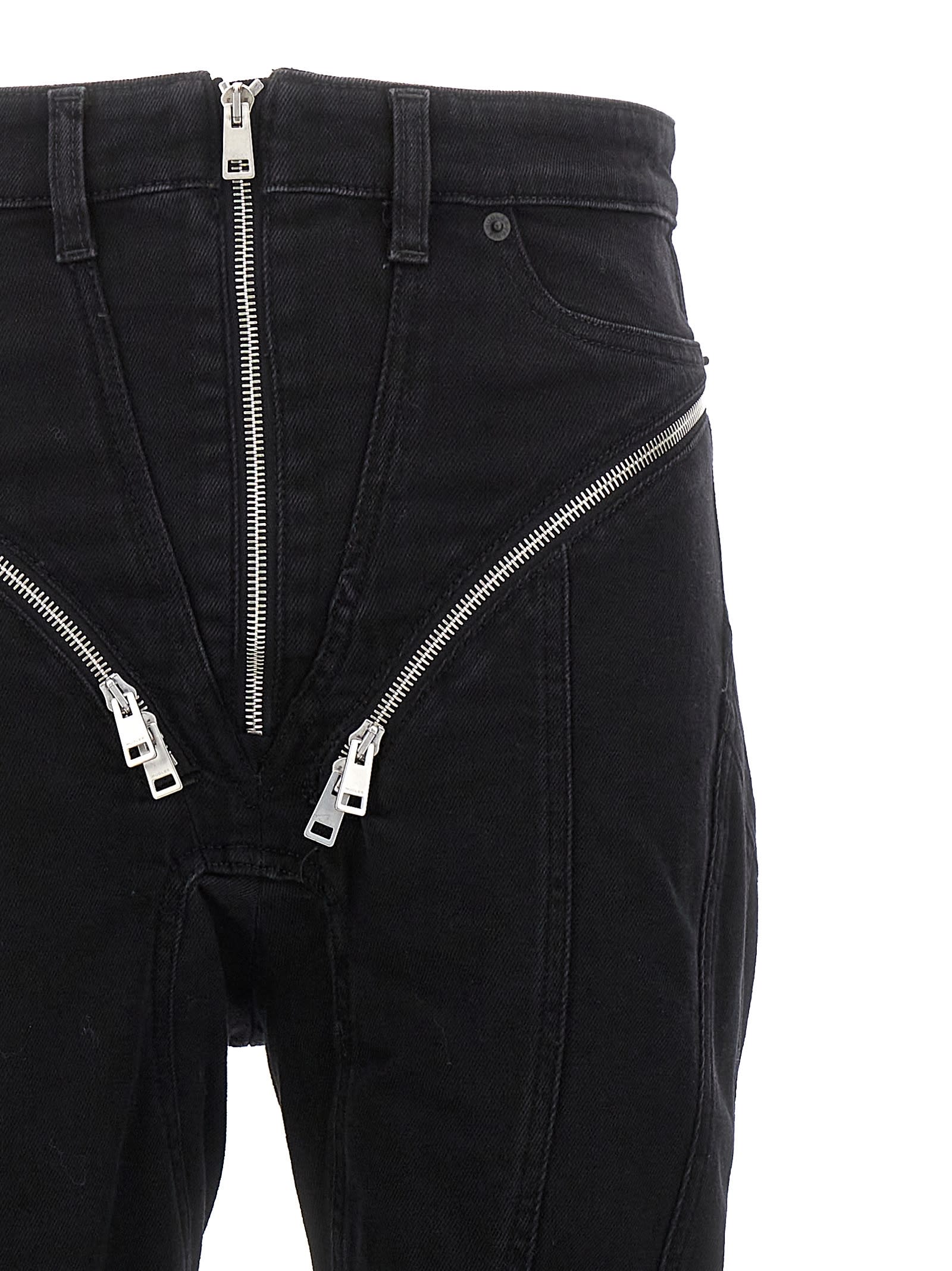 Shop Mugler Zipped Spiral Jeans In Black
