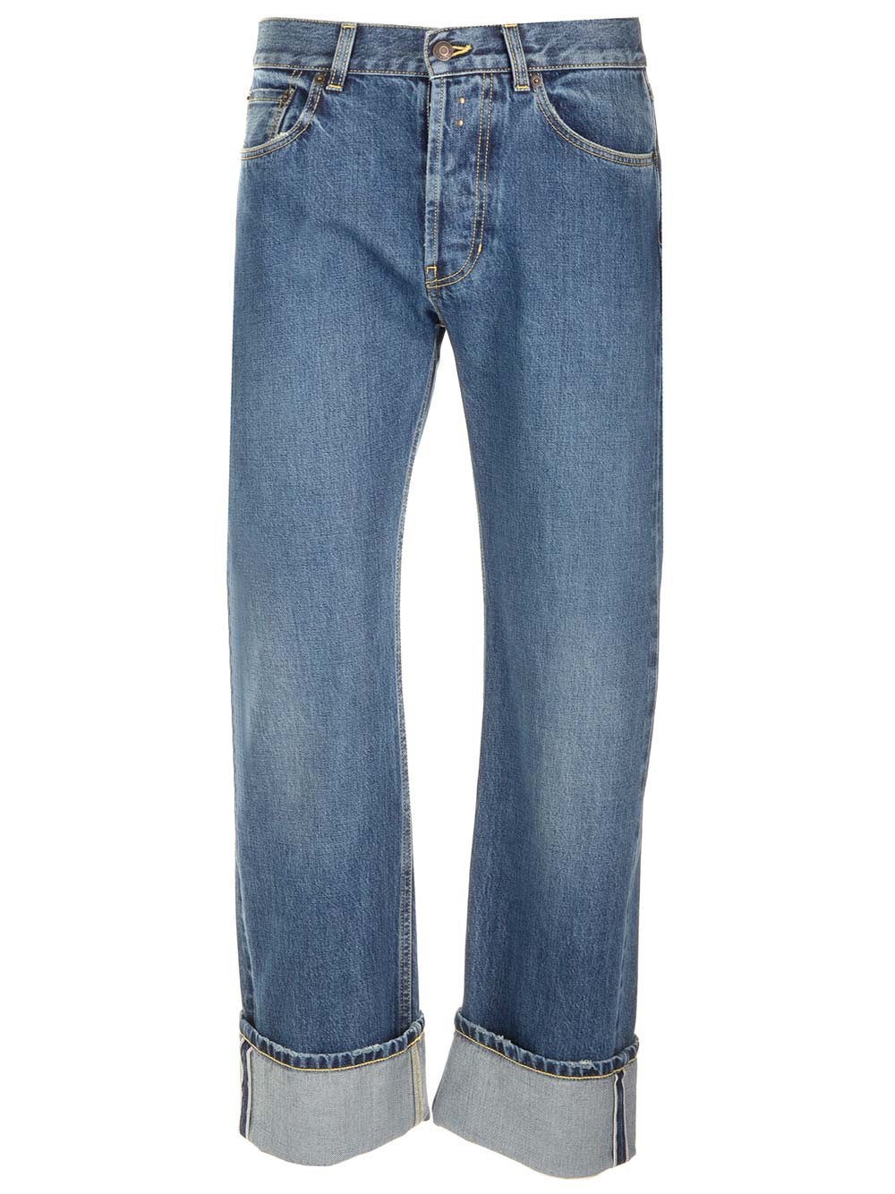 Shop Alexander Mcqueen Cuffed Hems Jeans In Denim