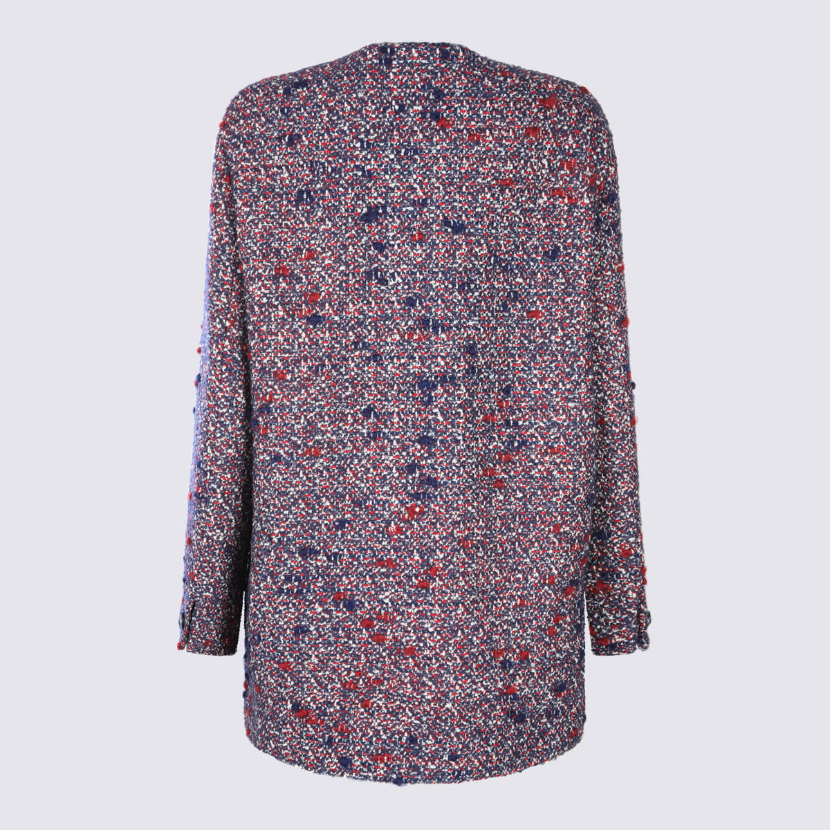 Gucci Womens Blue Red Mc Boucle-texture Round-neck Wool-blend Jacket In Purple
