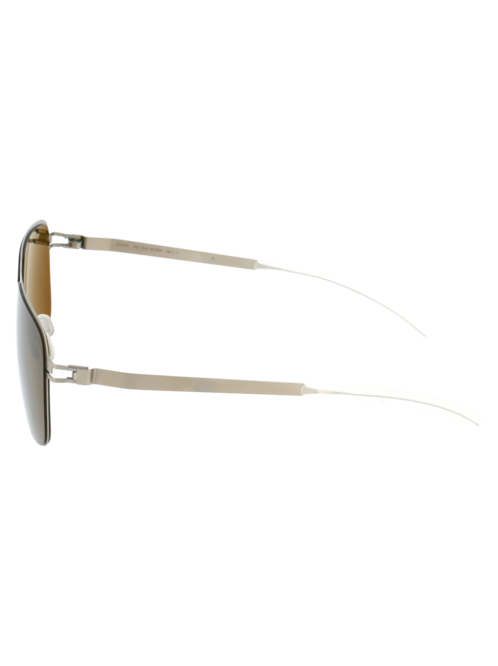 Shop Mykita Wilder Sunglasses In 470 Matte Silver Raw Brown Solid
