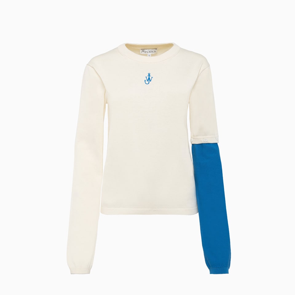 Jw Anderson Sweater With Contrast Sleeve In White