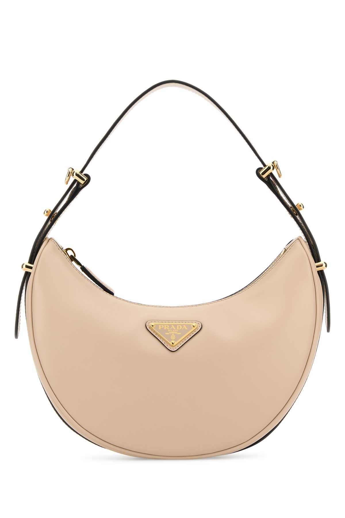 Prada Light Pink Leather Arquè Handbag In Travertinon