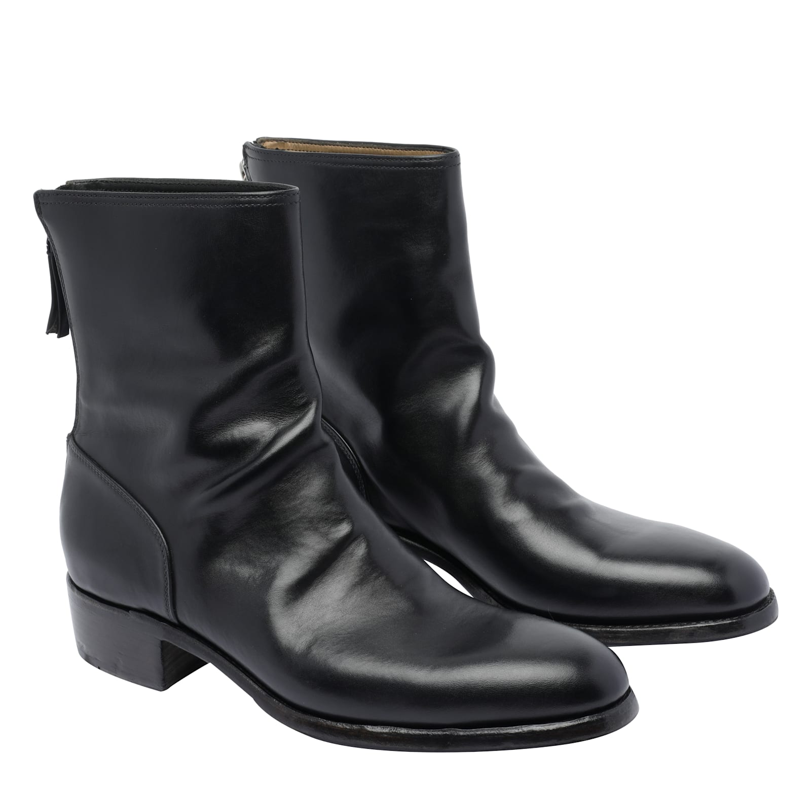 Premiata Heeled Leather Ankle Boots With Round Toe In Black