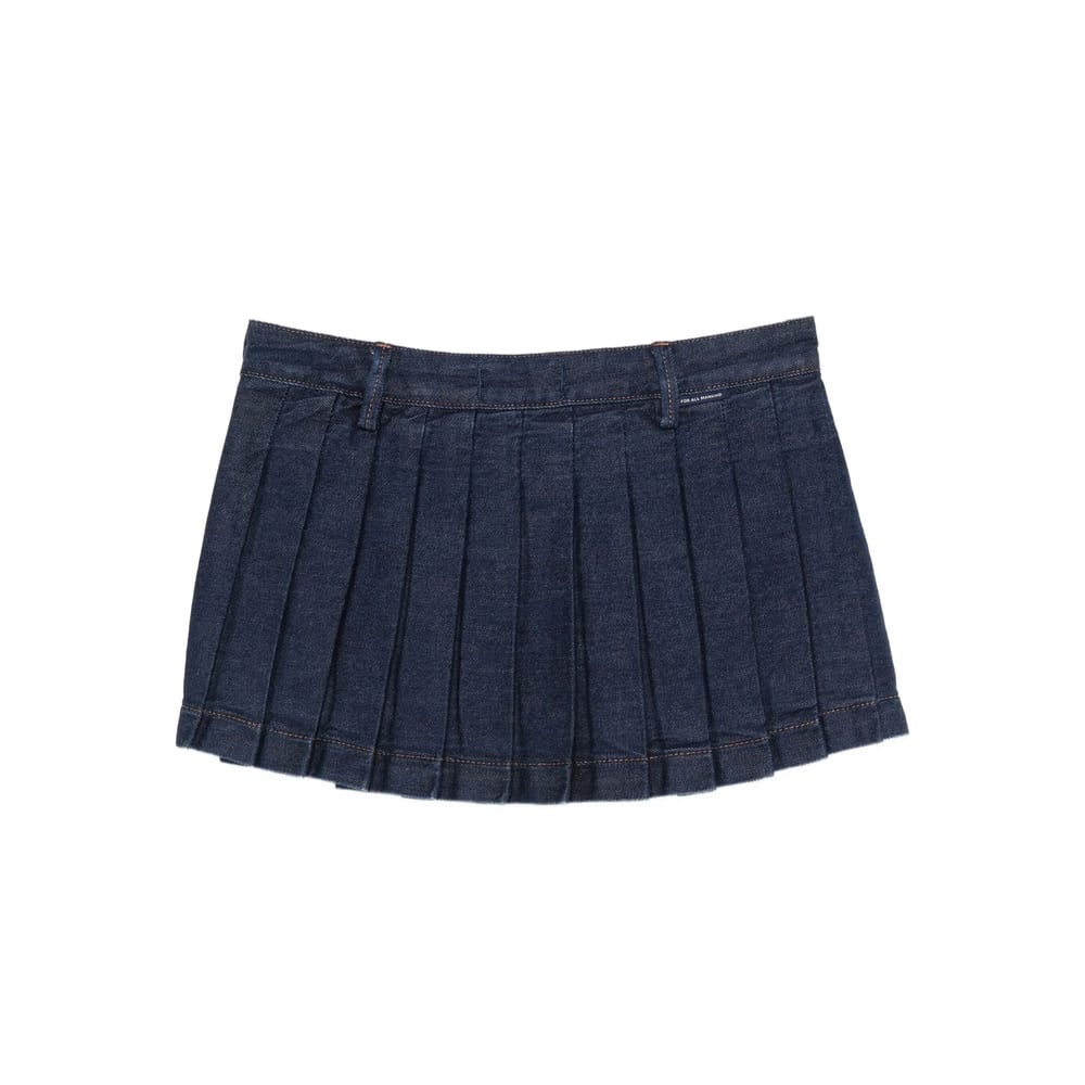 7 For All Mankind Mini Skirt With Pleated Design And Belt Loops In Blue