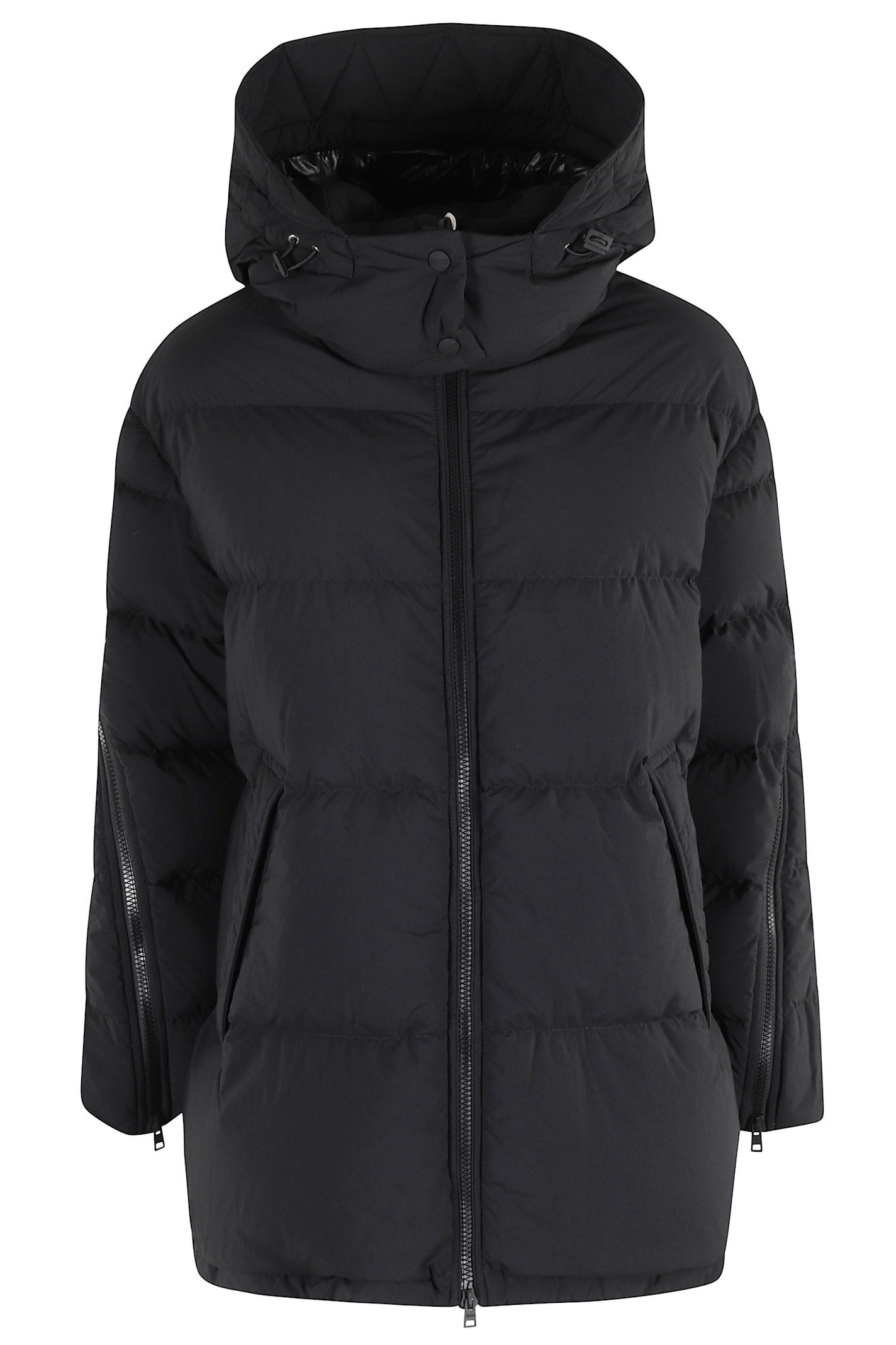Herno Quilted Puffer Jacket With Removable Hood In Black