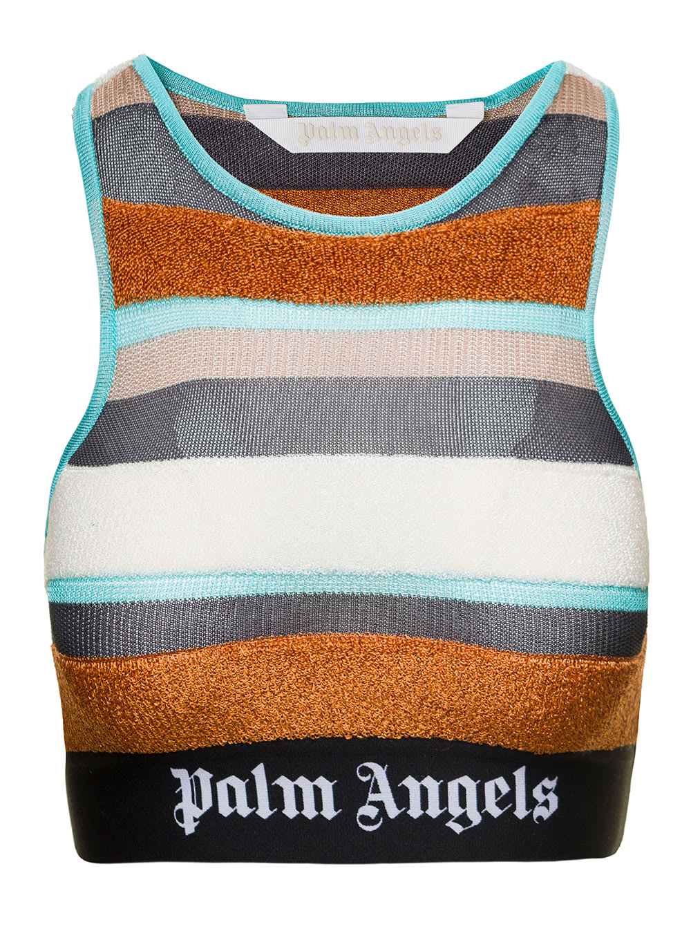 Palm Angels Multicolor Striped Tank Top With Logo In Viscose Woman