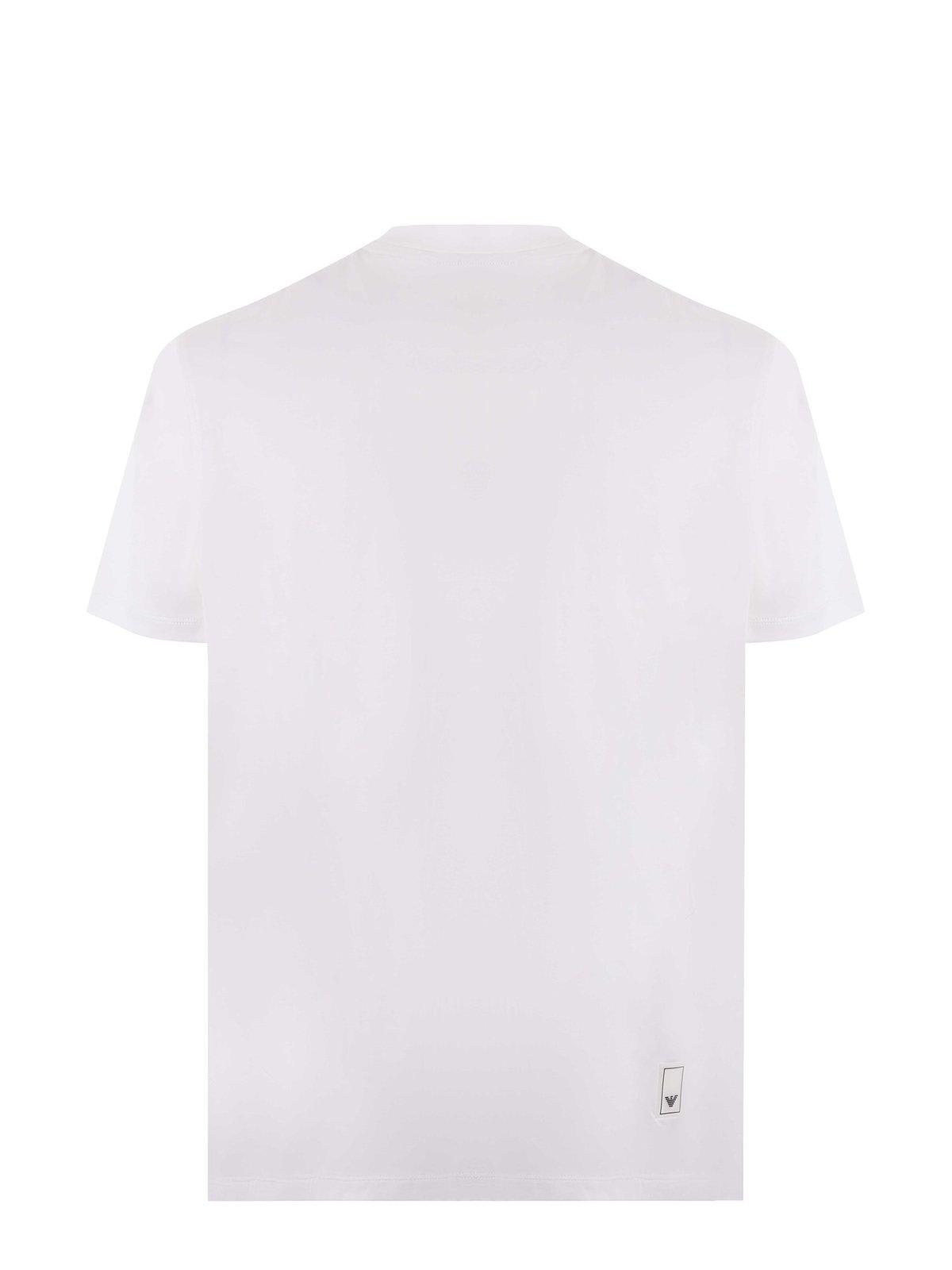 Shop Emporio Armani Logo Patch Crewneck T-shirt In White