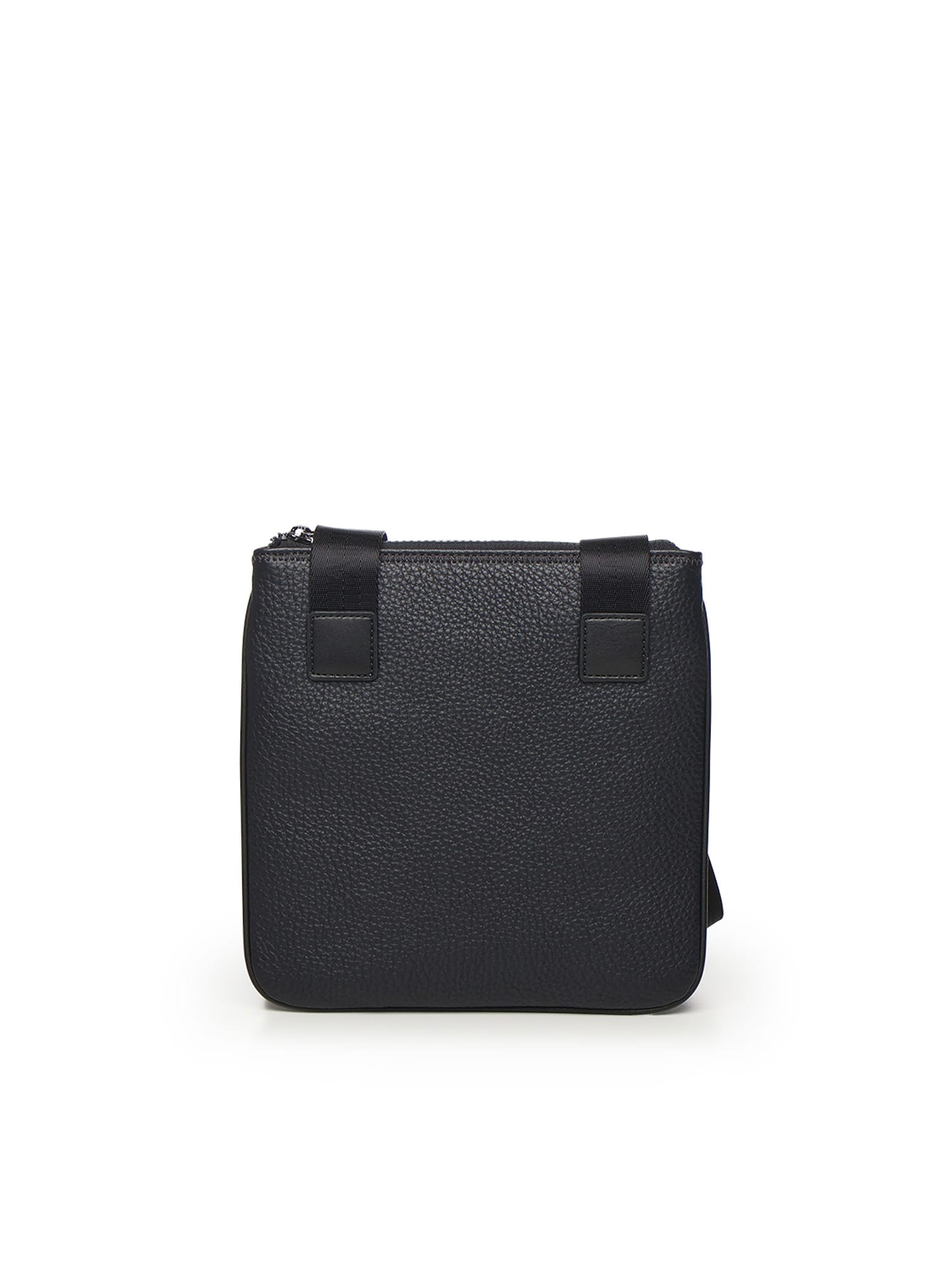 Armani Exchange Black Flat Shoulder Bag In Imitation Leather In Blue