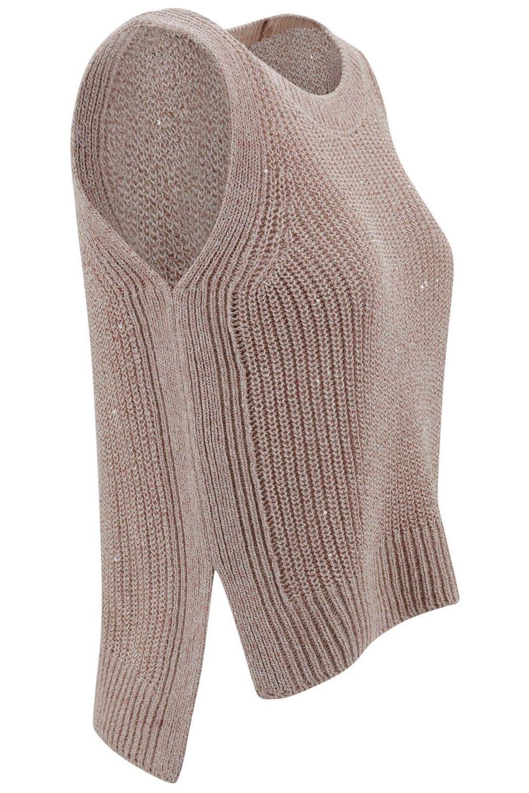 Herno Vest In Glitter Knit In Pink
