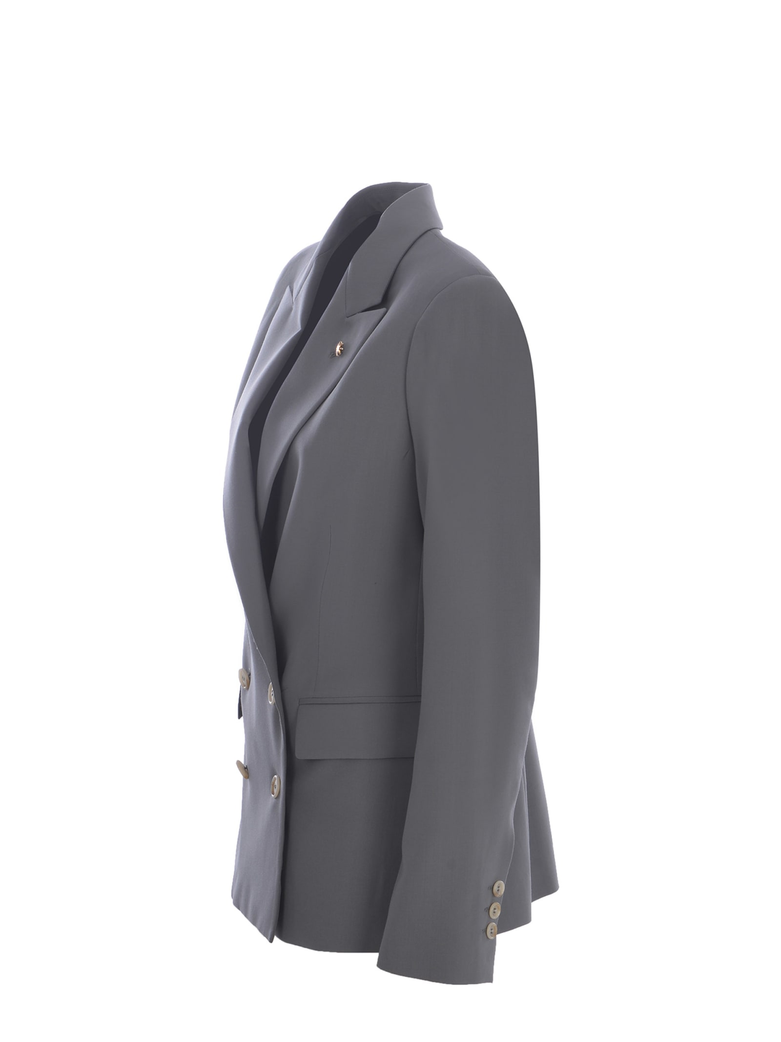 Shop Manuel Ritz Double-breasted Jacket  Made Of Cool Wool In Grigio