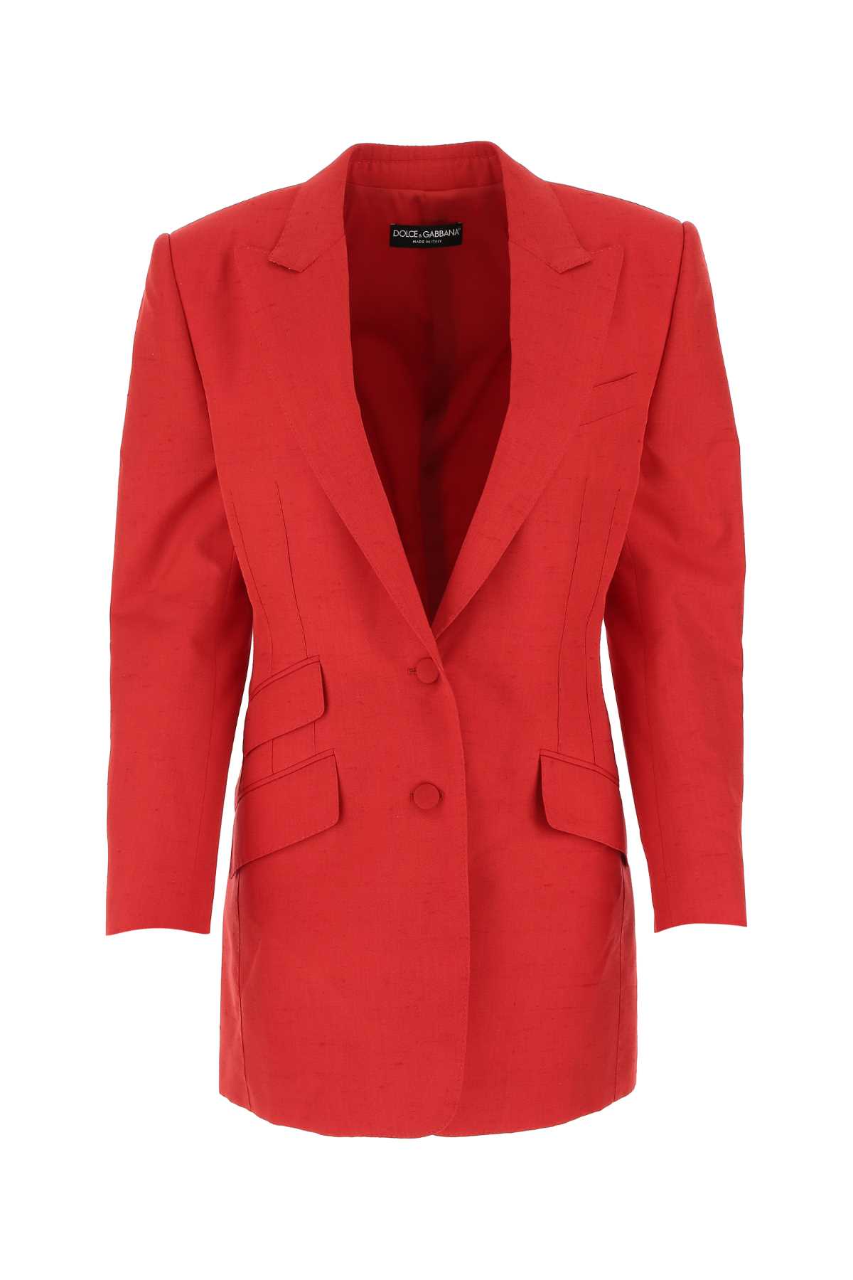 Shop Dolce & Gabbana Red Silk Blend Blazer In R0365