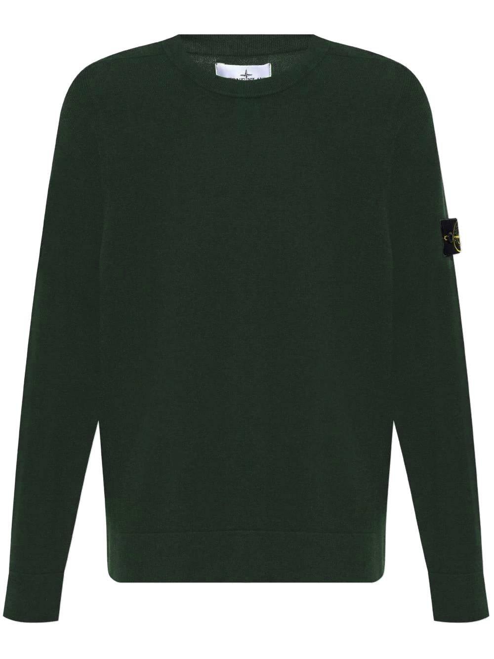 Shop Stone Island Compass Patch Crewneck Jumper In Muschio