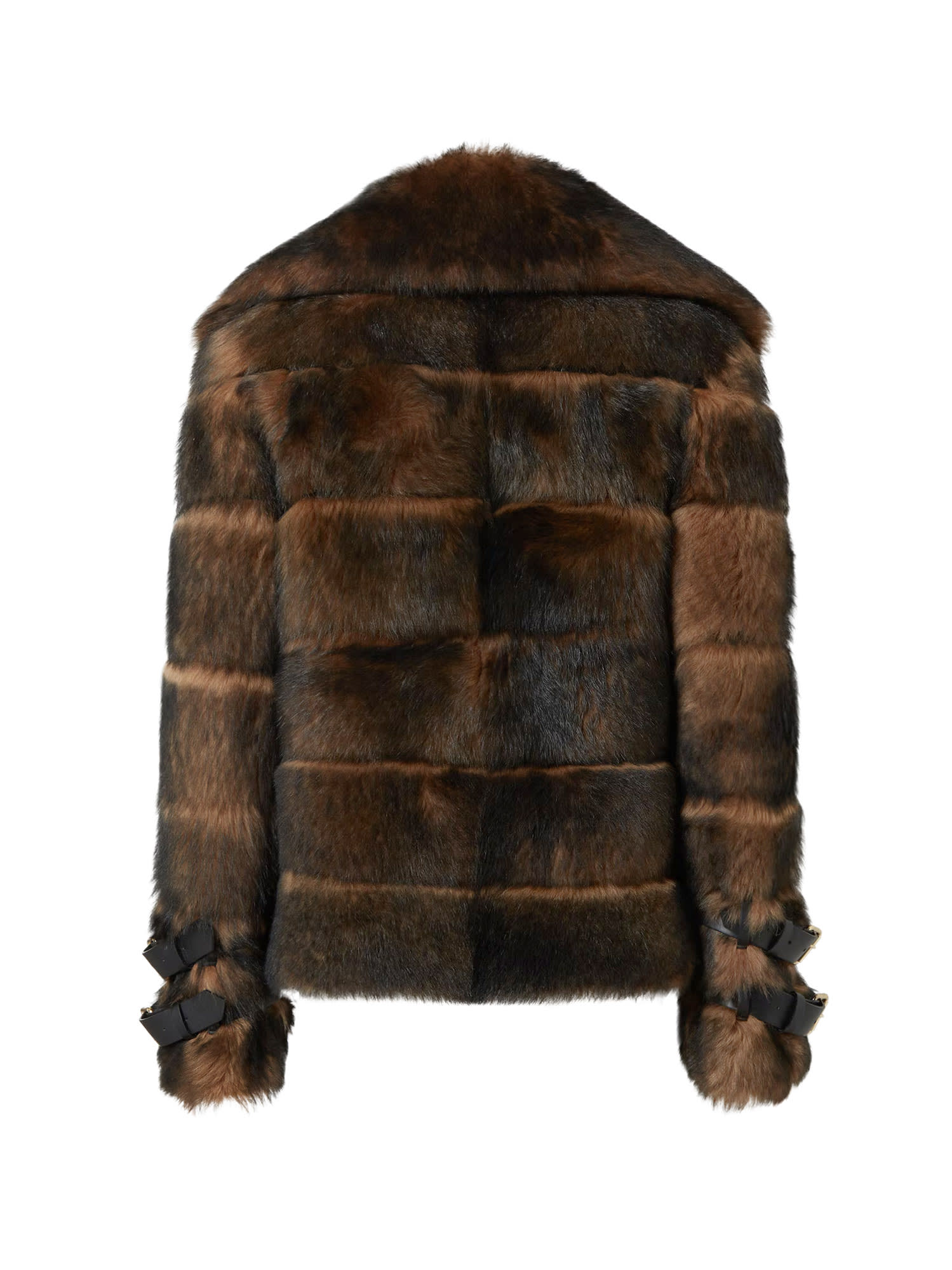 Fendi Brown Dorsato Shearling And Nappa Leather Jacket In Brown