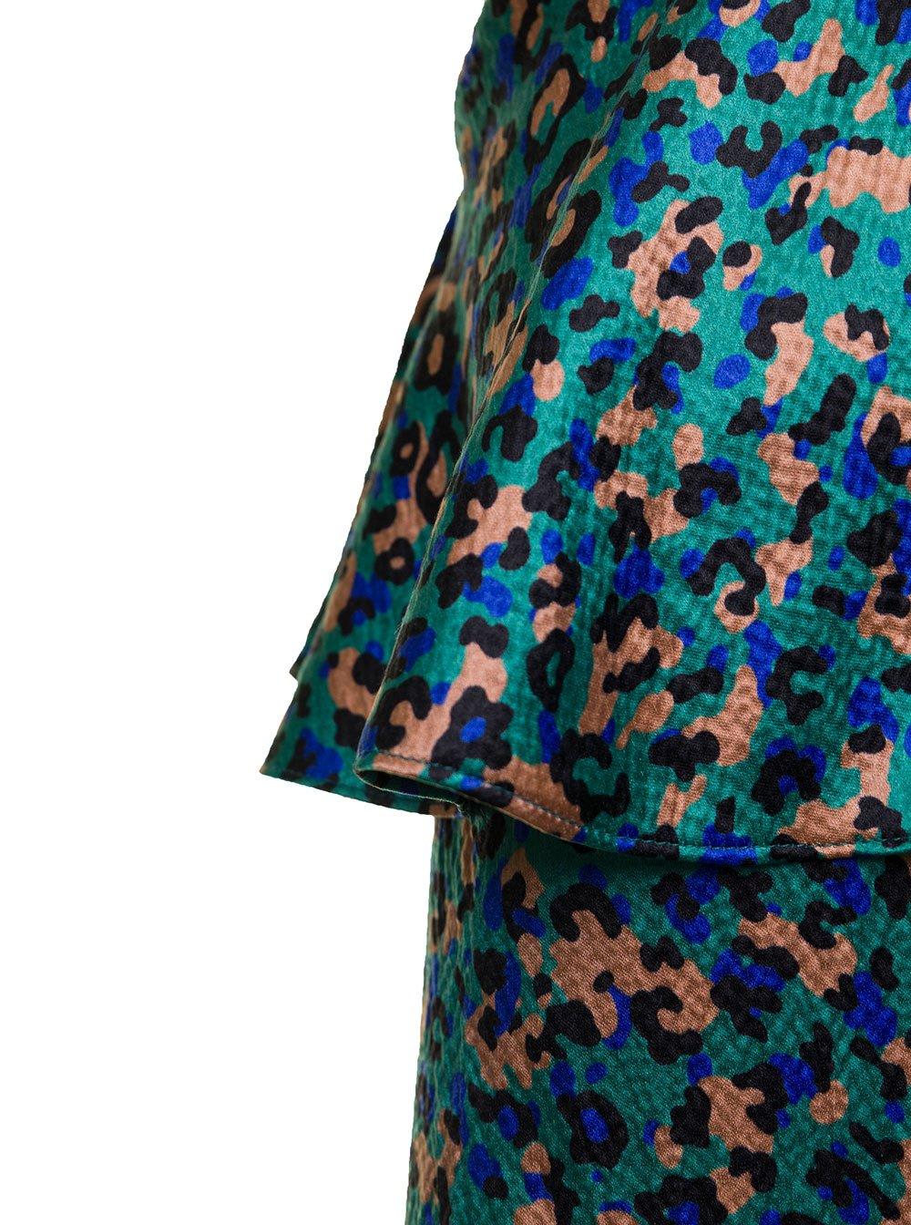 Shop Saint Laurent One-shoulder Ruffled Mini Dress In Multicolour