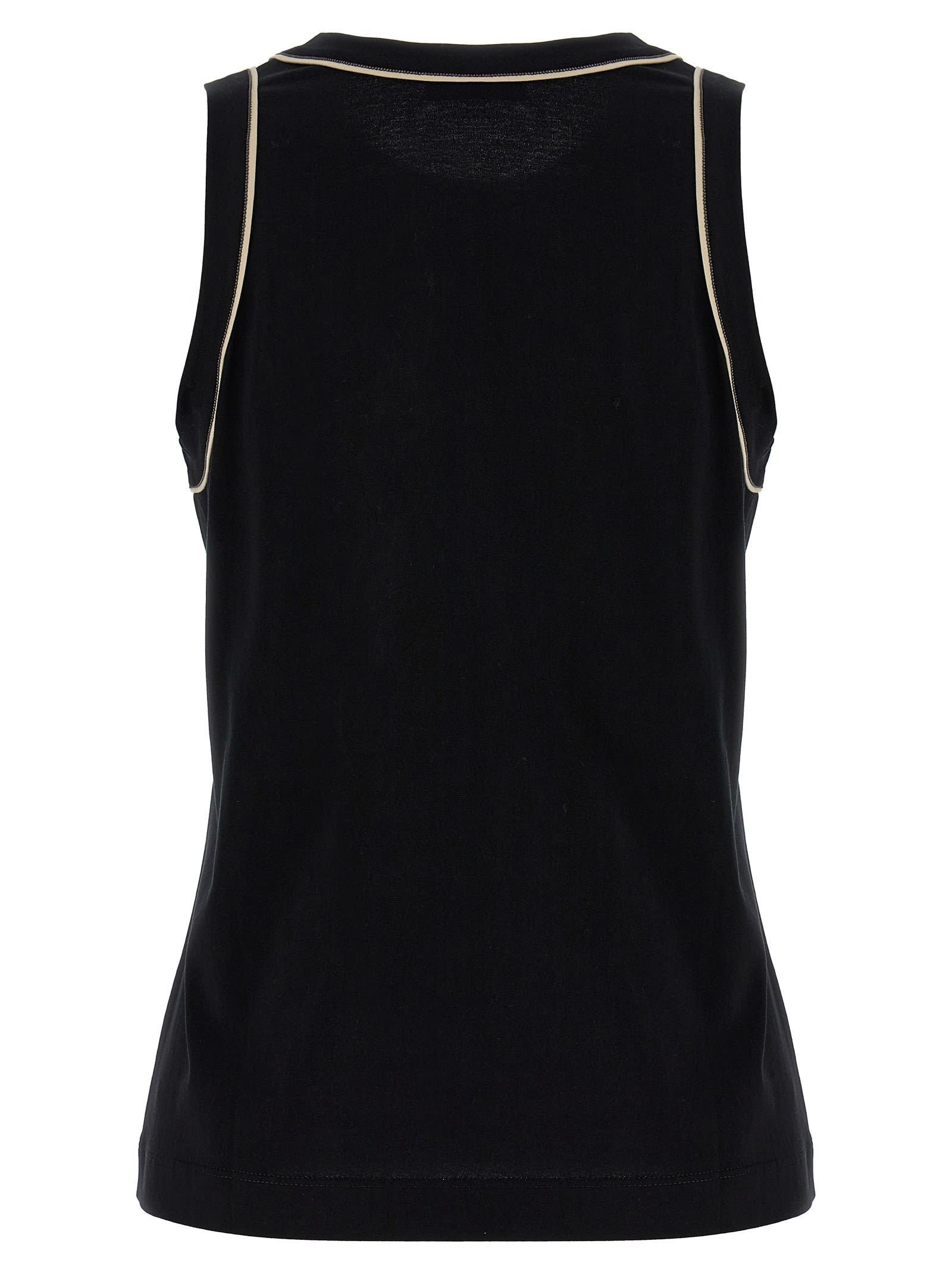 Brunello Cucinelli Monile Sleeveless Crew Neck Tank Top In Black